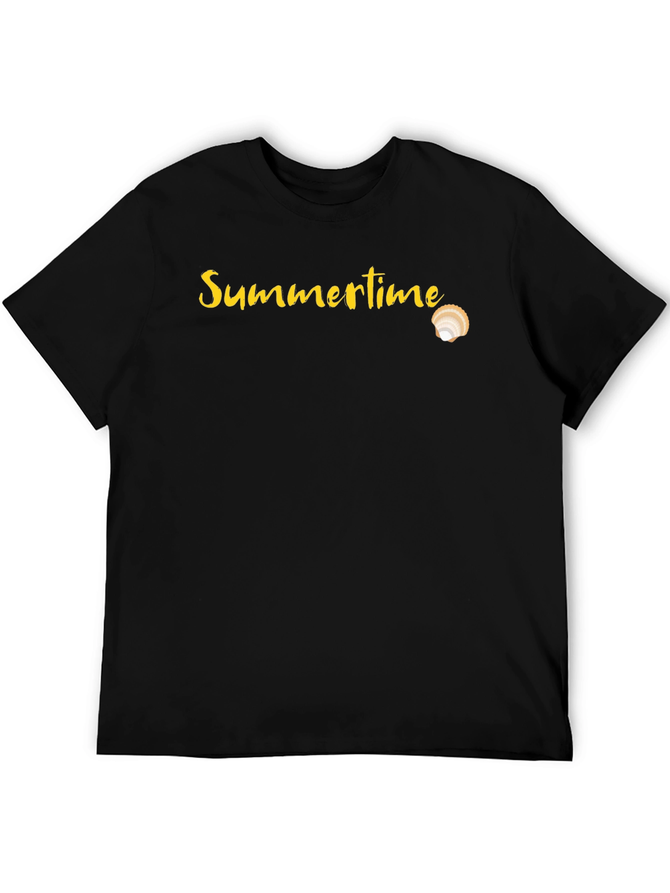 Summertime Shell Graphic Tee - Casual Black T-Shirt