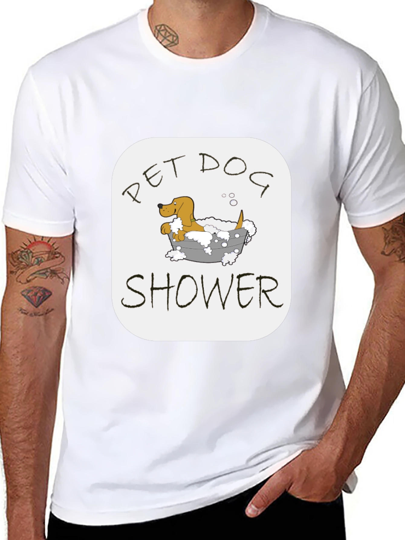 Pet Dog Shower T-Shirt - Cute Dog Cartoon Tee