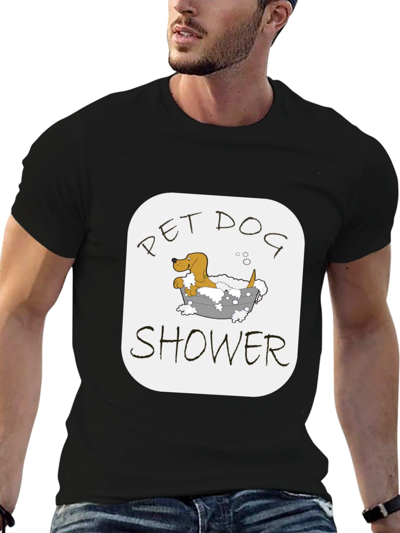 Pet Dog Shower T-Shirt - Cute Dog Cartoon Tee