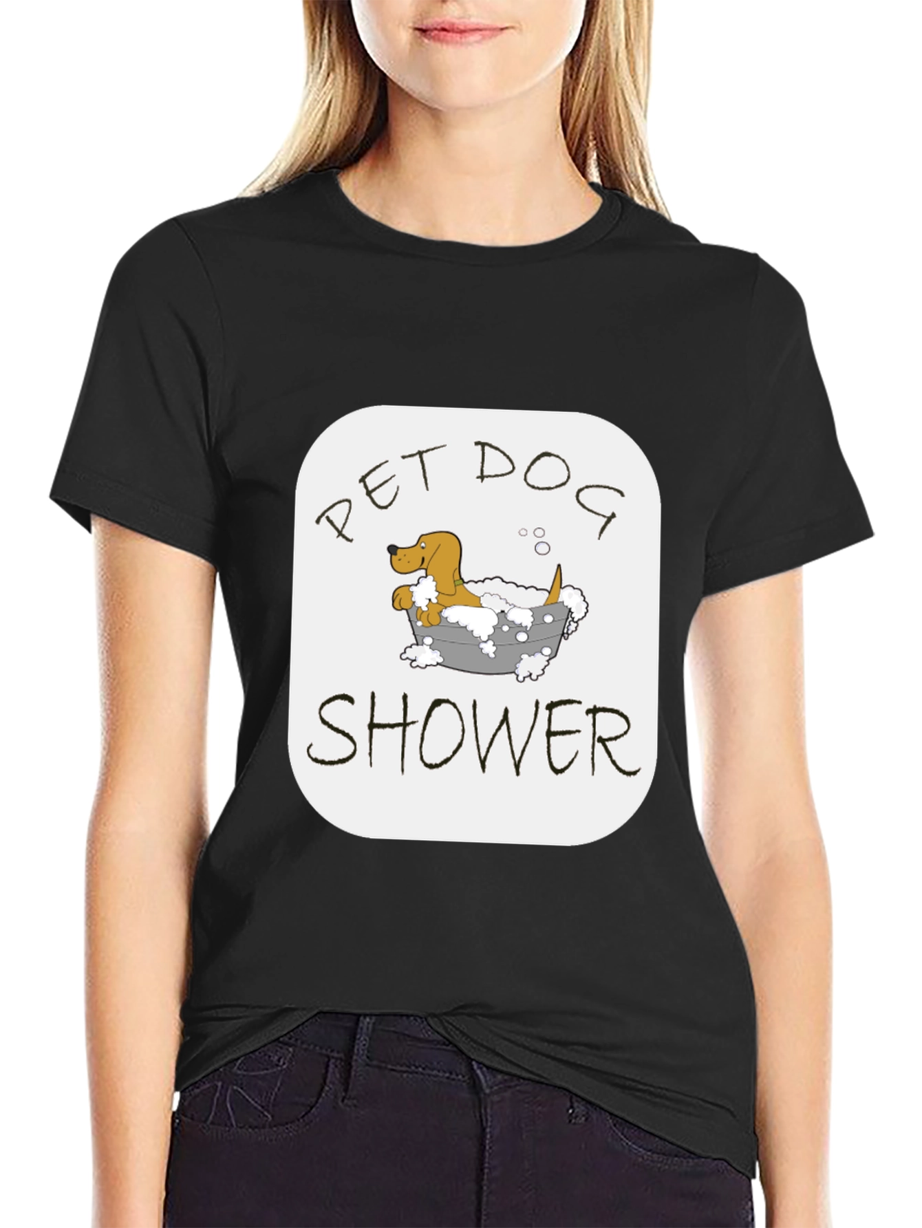 Pet Dog Shower T-Shirt - Cute Dog Cartoon Tee