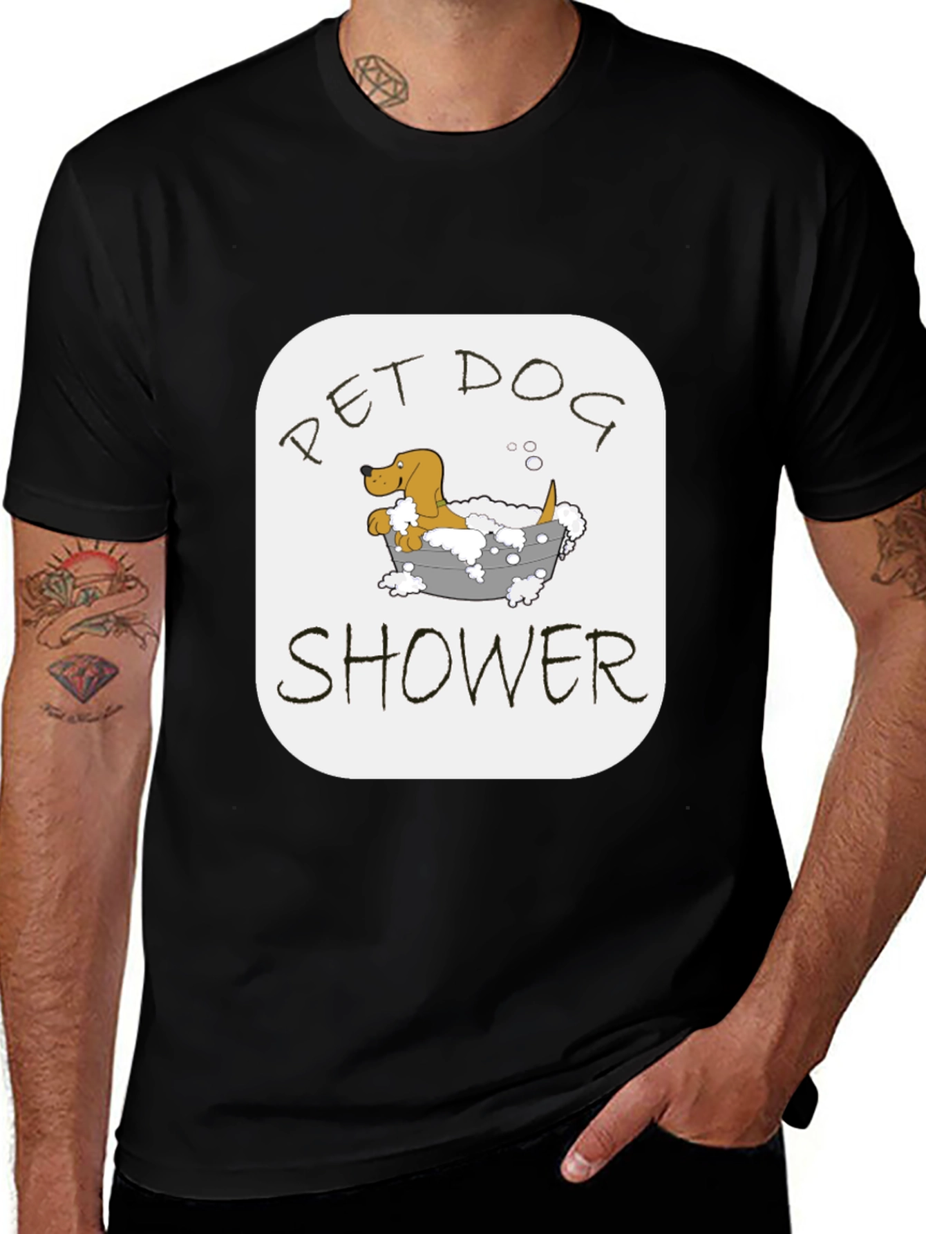 Pet Dog Shower T-Shirt - Cute Dog Cartoon Tee