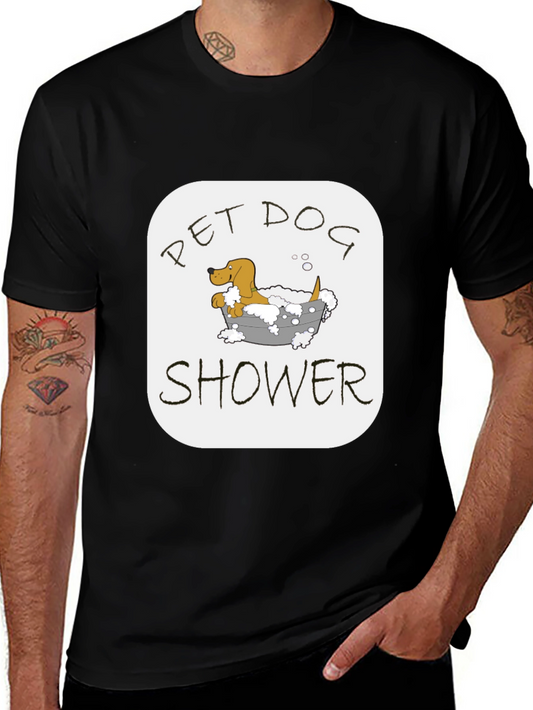 Pet Dog Shower T-Shirt - Cute Dog Cartoon Tee