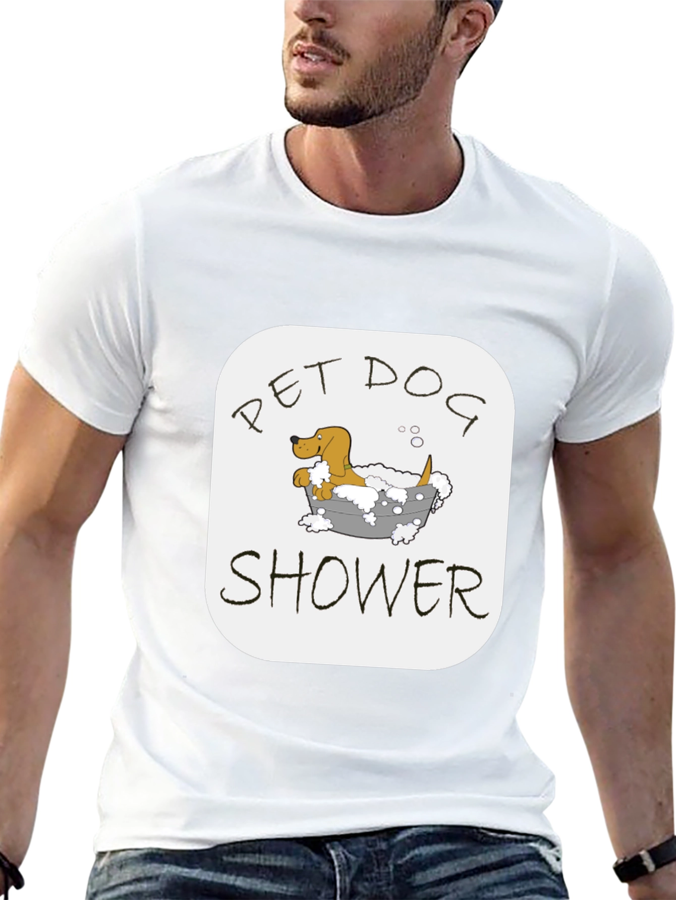 Pet Dog Shower T-Shirt - Cute Dog Cartoon Tee