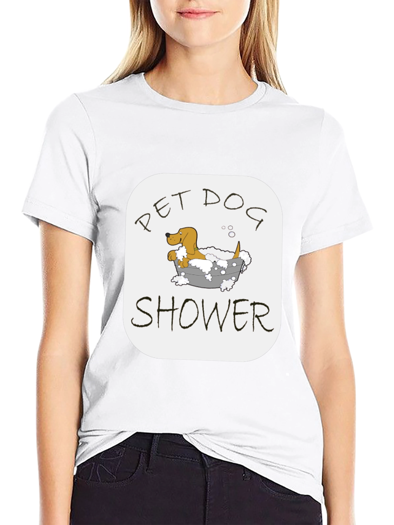 Pet Dog Shower T-Shirt - Cute Dog Cartoon Tee