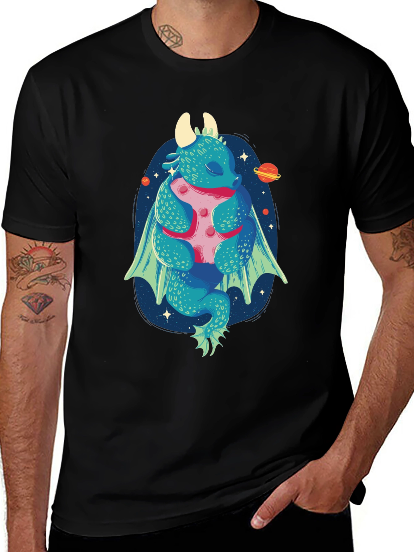 Dragon Hugging Moon Graphic Tee