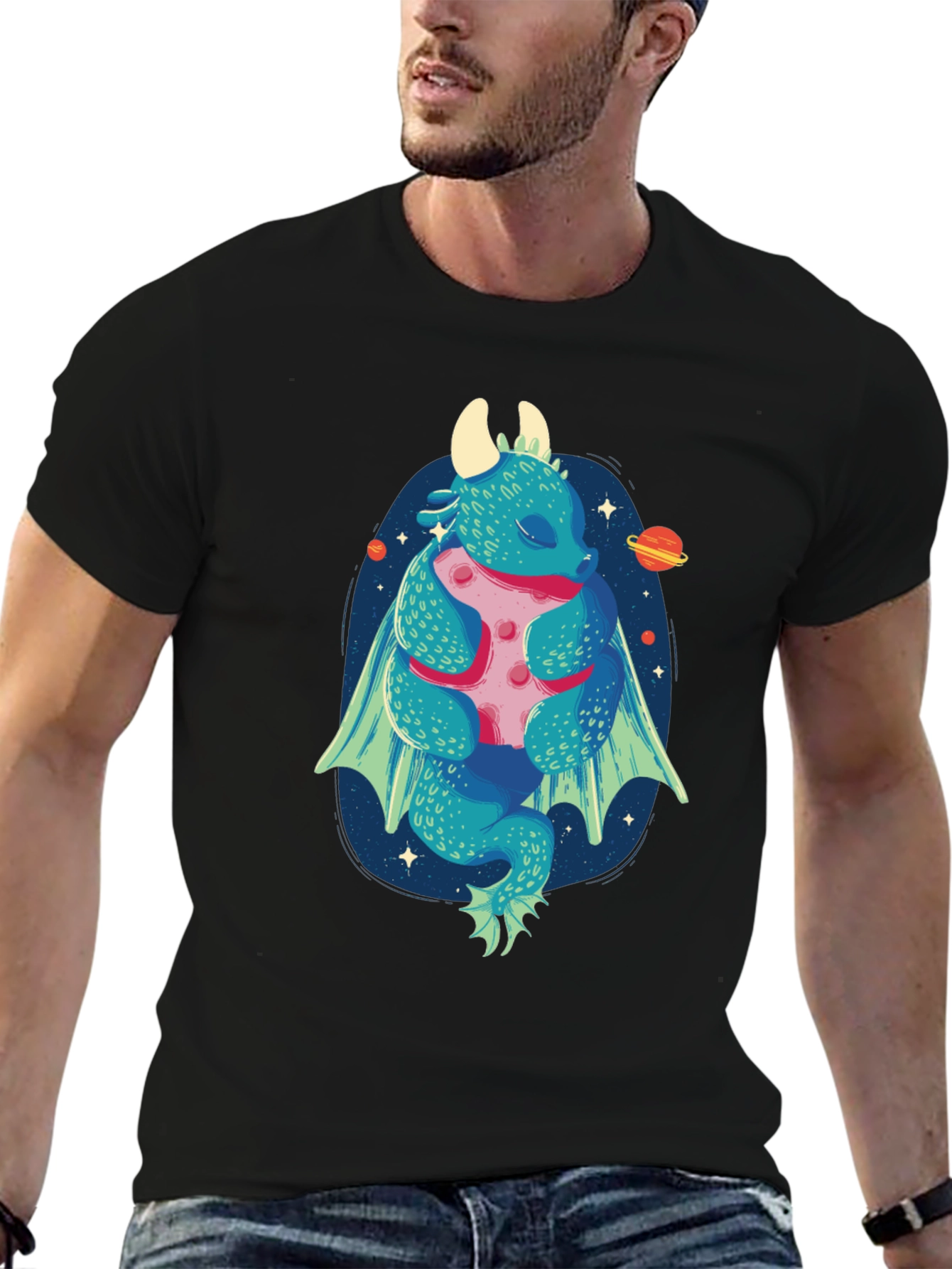 Dragon Hugging Moon Graphic Tee