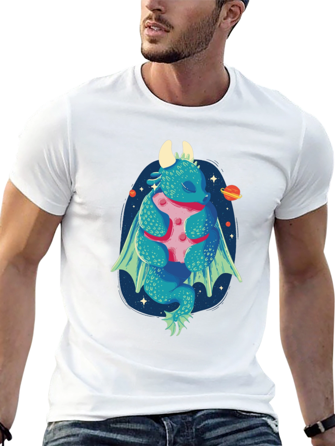 Dragon Hugging Moon Graphic Tee
