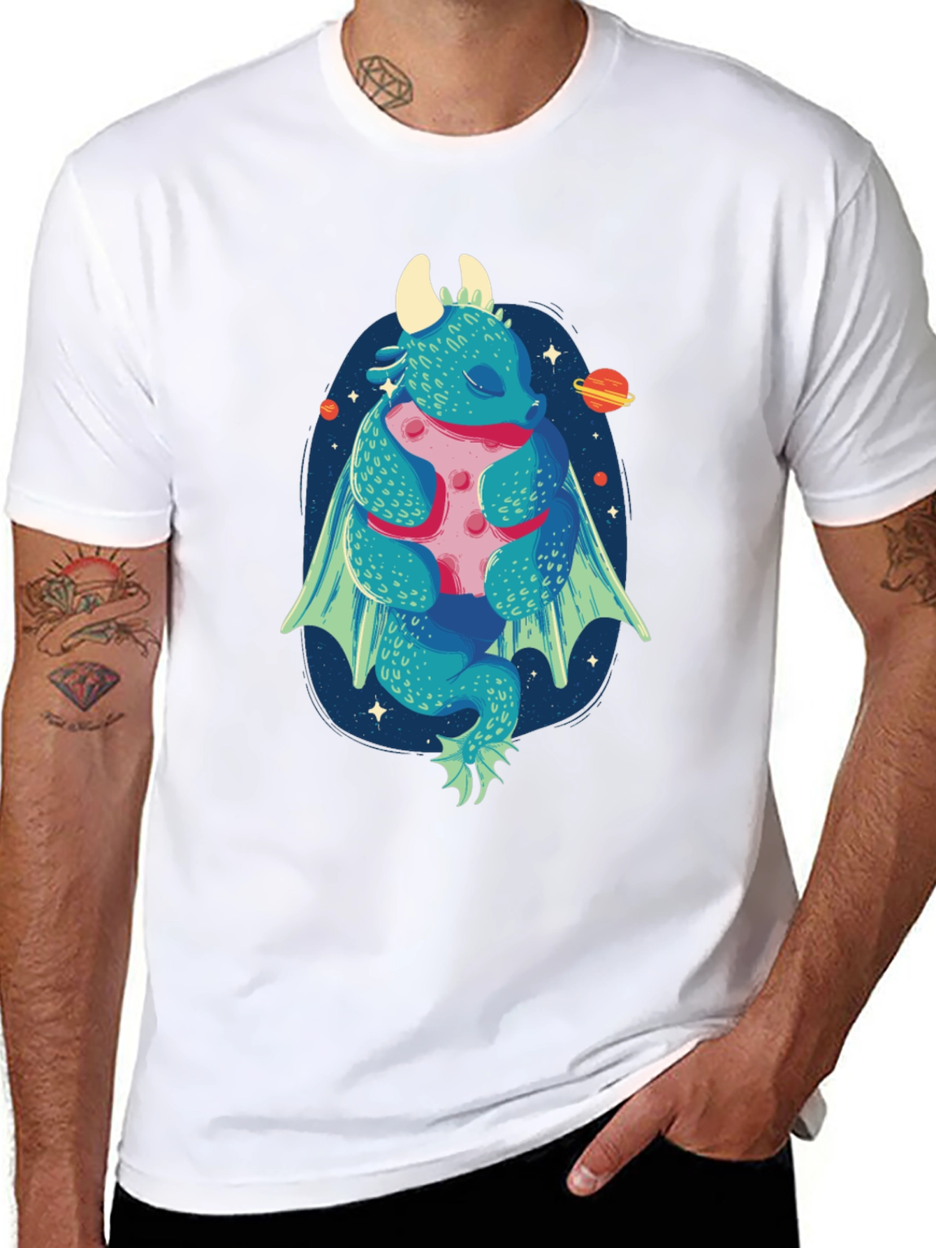 Dragon Hugging Moon Graphic Tee