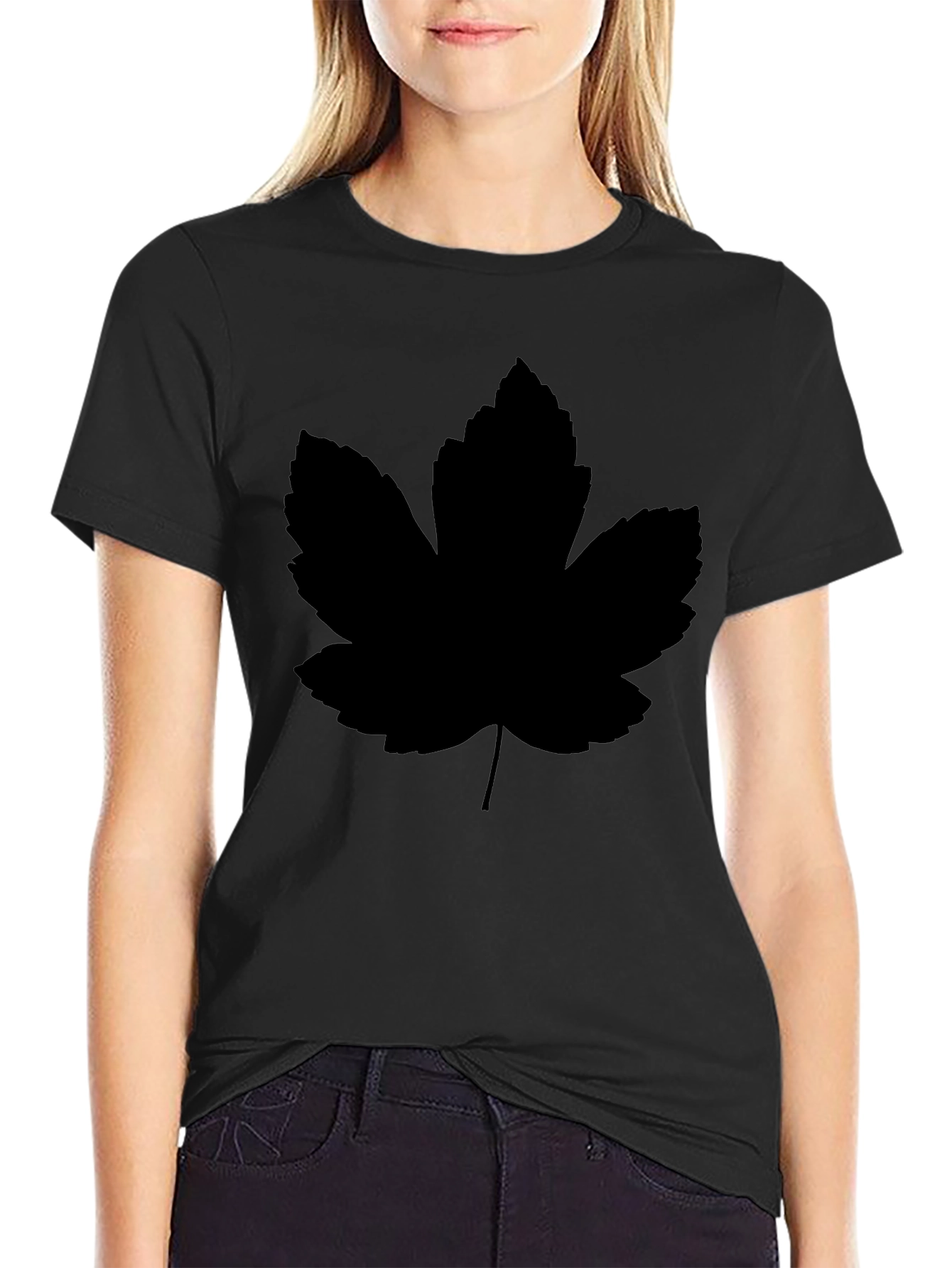 Black Leaf Graphic Tee - Modern Casual Style