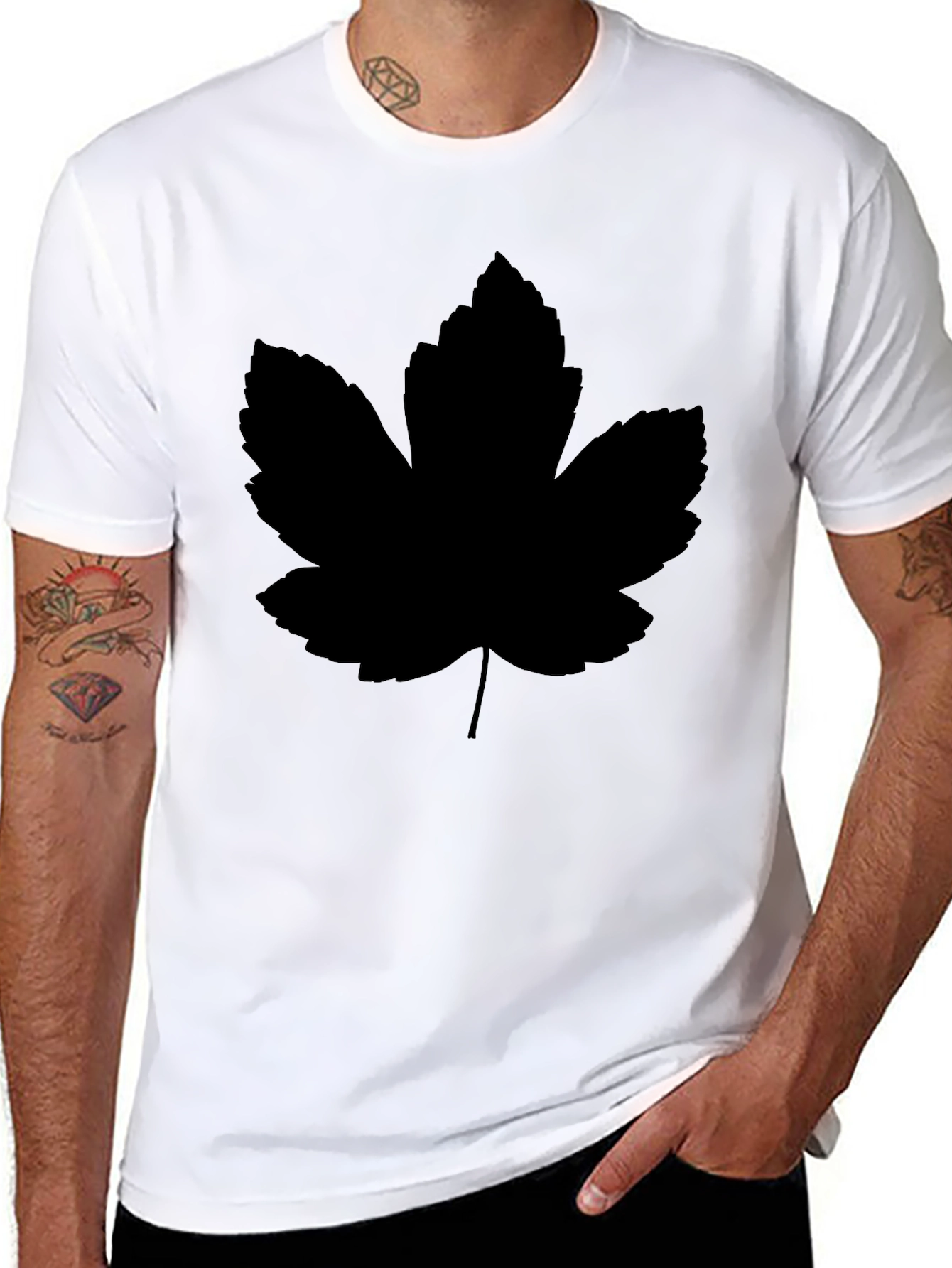Black Leaf Graphic Tee - Modern Casual Style