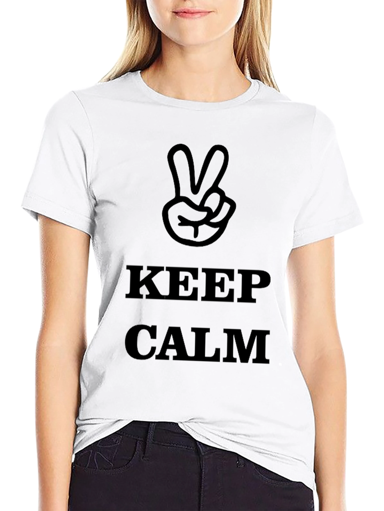 Keep Calm Peace Sign Black T-Shirt