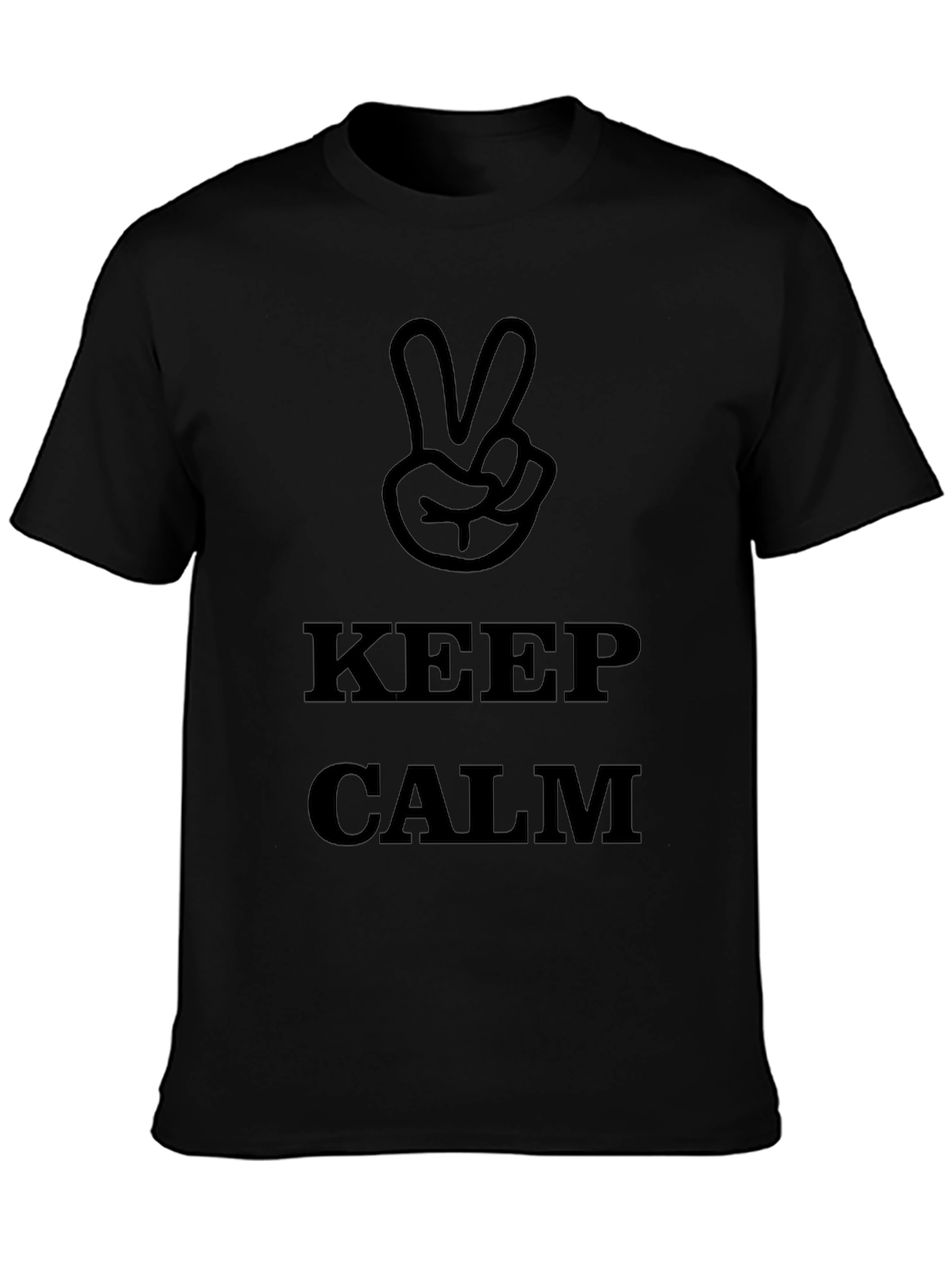 Keep Calm Peace Sign Black T-Shirt