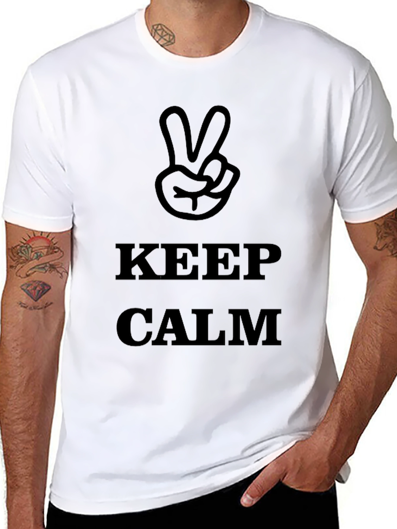 Keep Calm Peace Sign Black T-Shirt