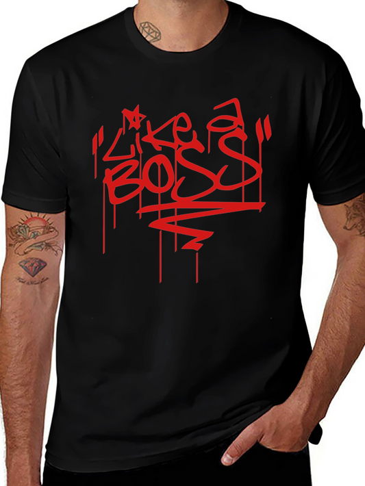 Like a Boss Graphic Tee - Red Print on Black