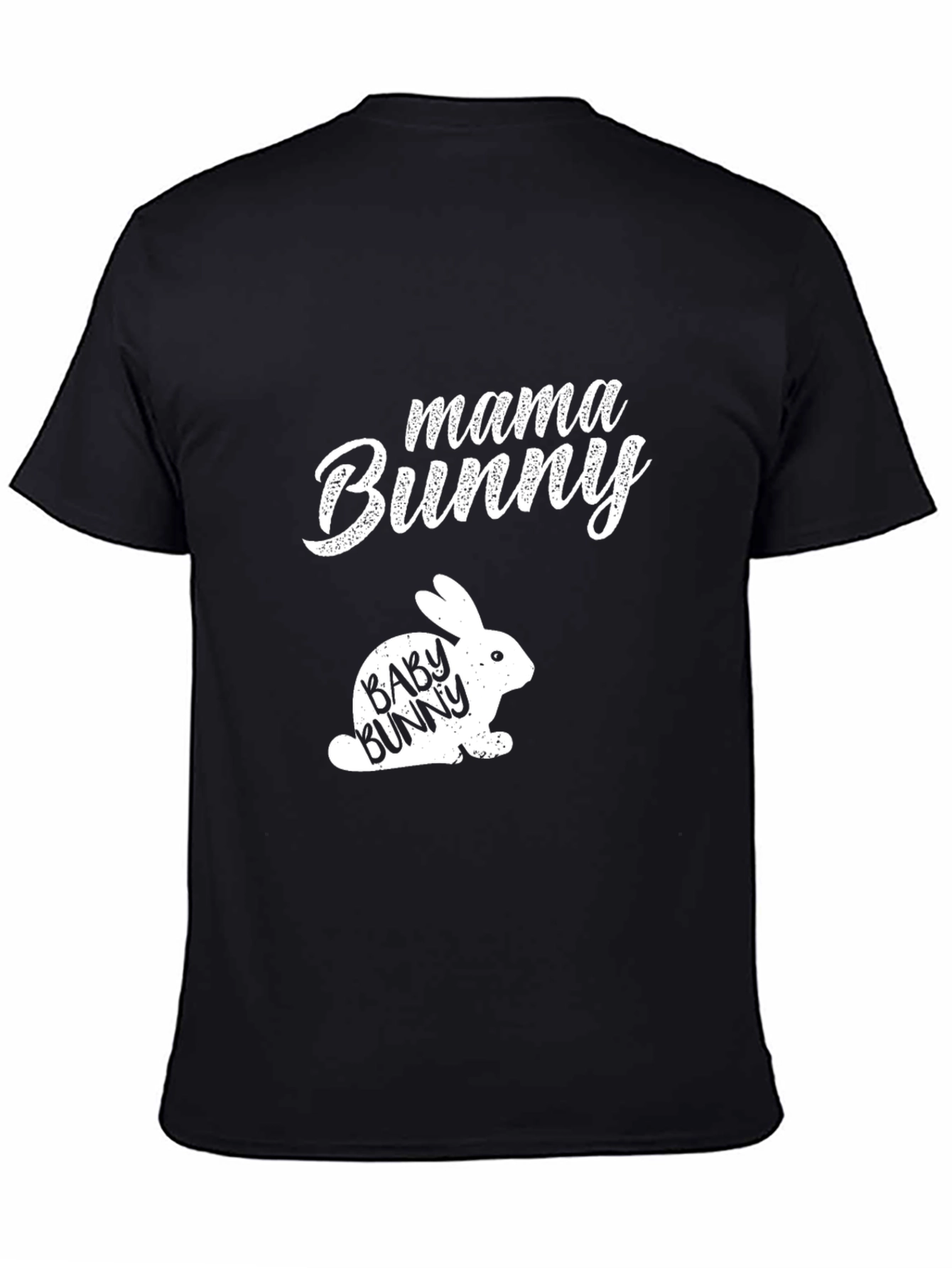 Mama Bunny & Baby Bunny Black Graphic T-Shirt