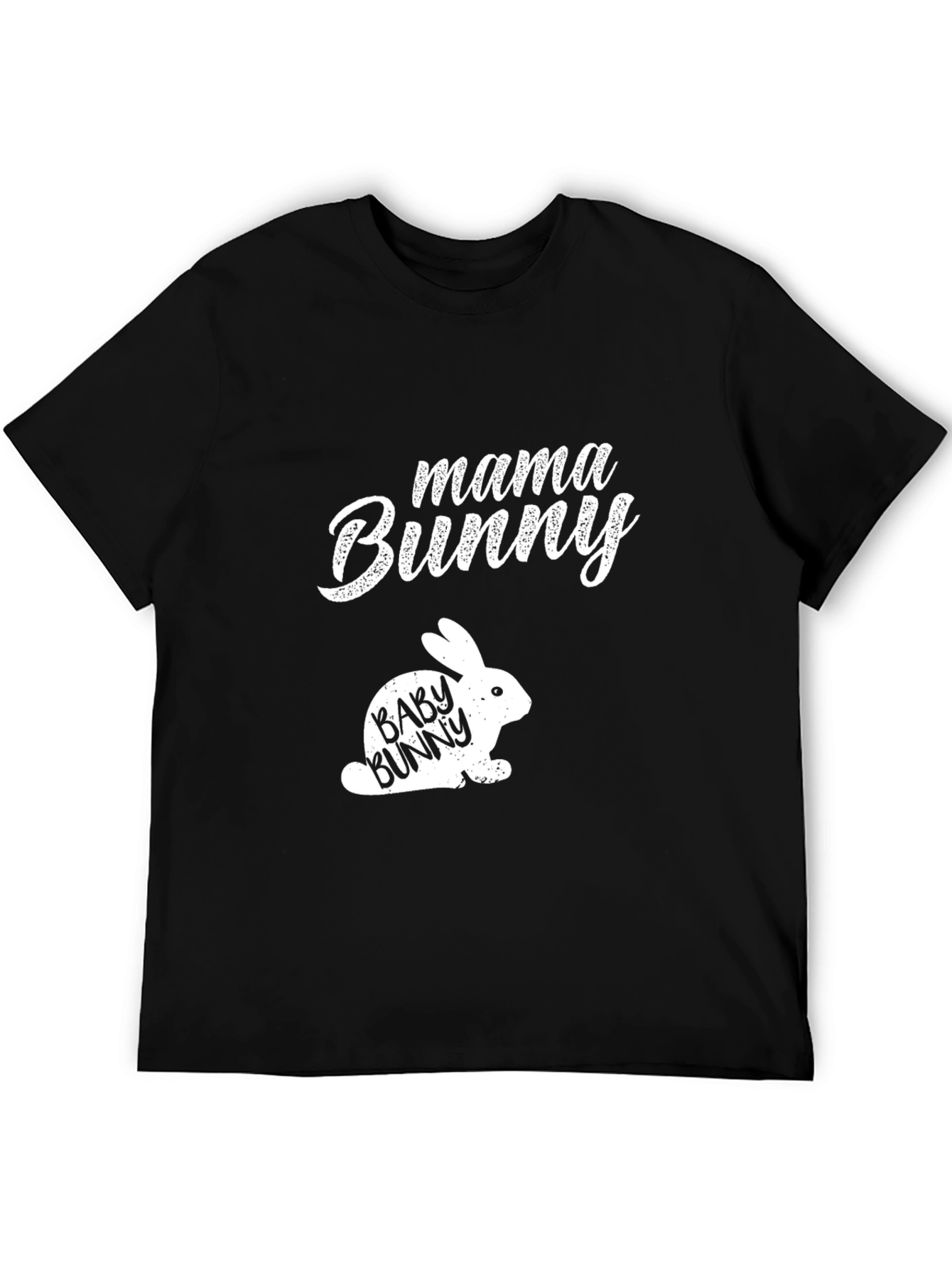 Mama Bunny & Baby Bunny Black Graphic T-Shirt