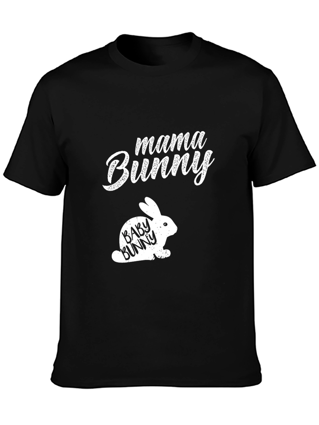 Mama Bunny & Baby Bunny Black Graphic T-Shirt