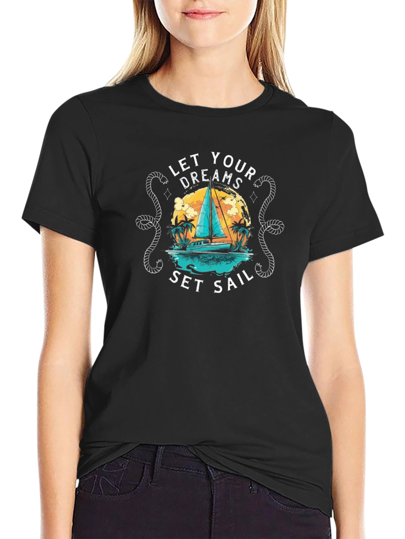 Let Your Dreams Set Sail T-Shirt - Black