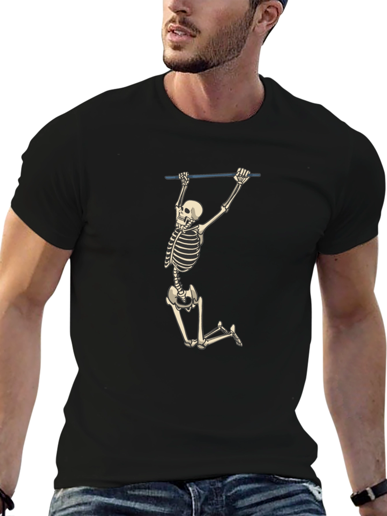 Skeleton Pull-Up Graphic Tee - Halloween Fun!
