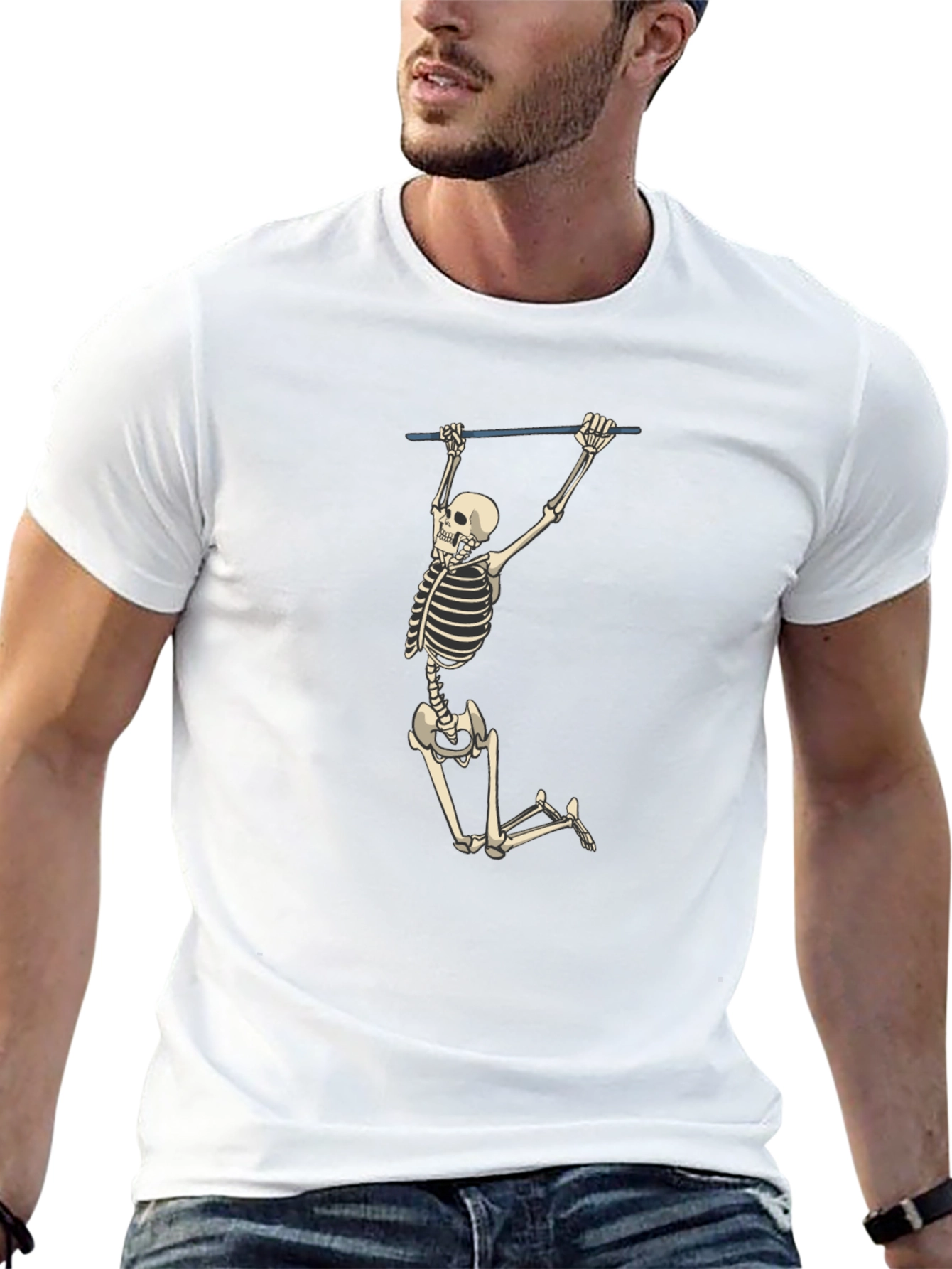Skeleton Pull-Up Graphic Tee - Halloween Fun!