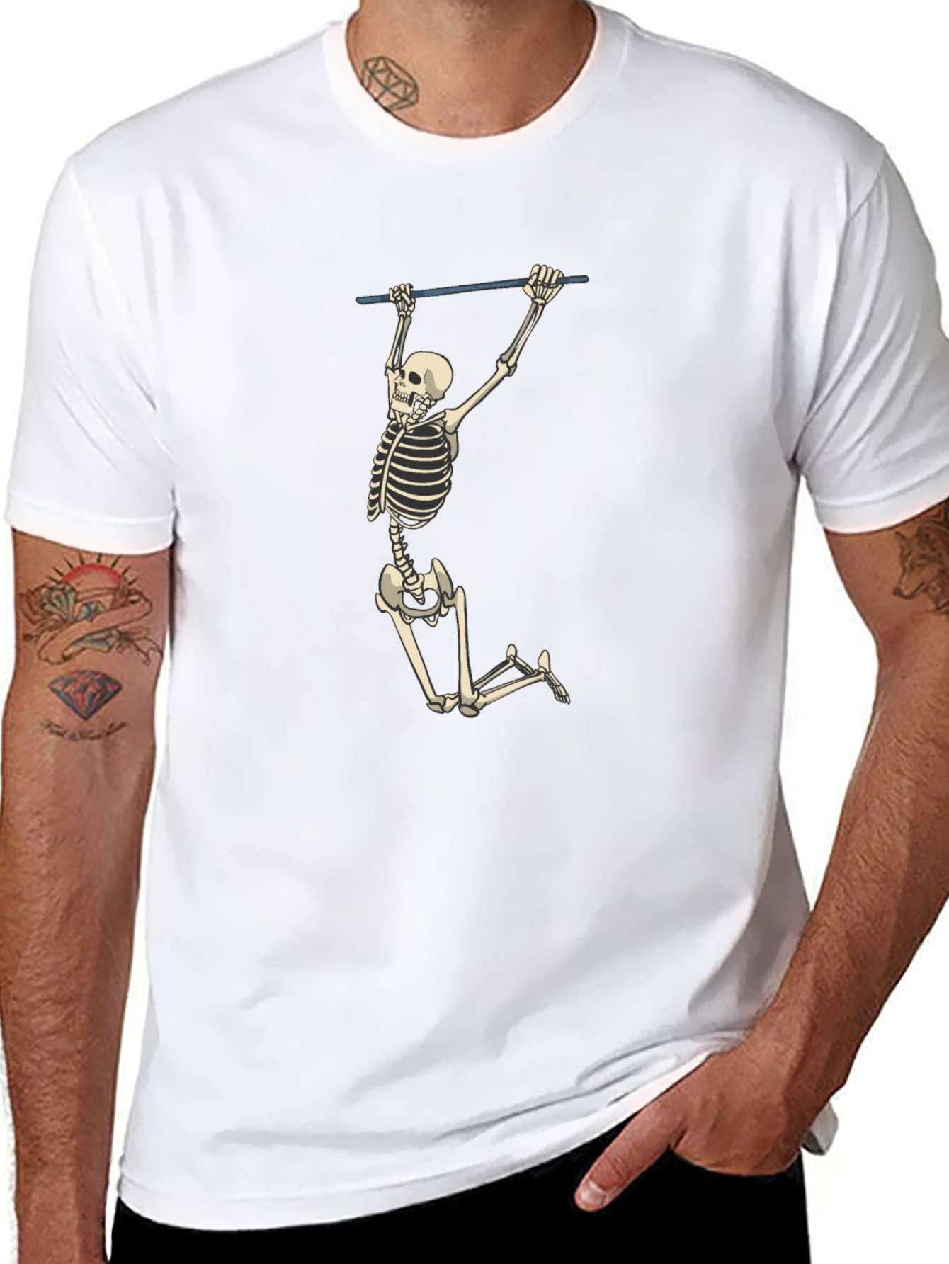 Skeleton Pull-Up Graphic Tee - Halloween Fun!