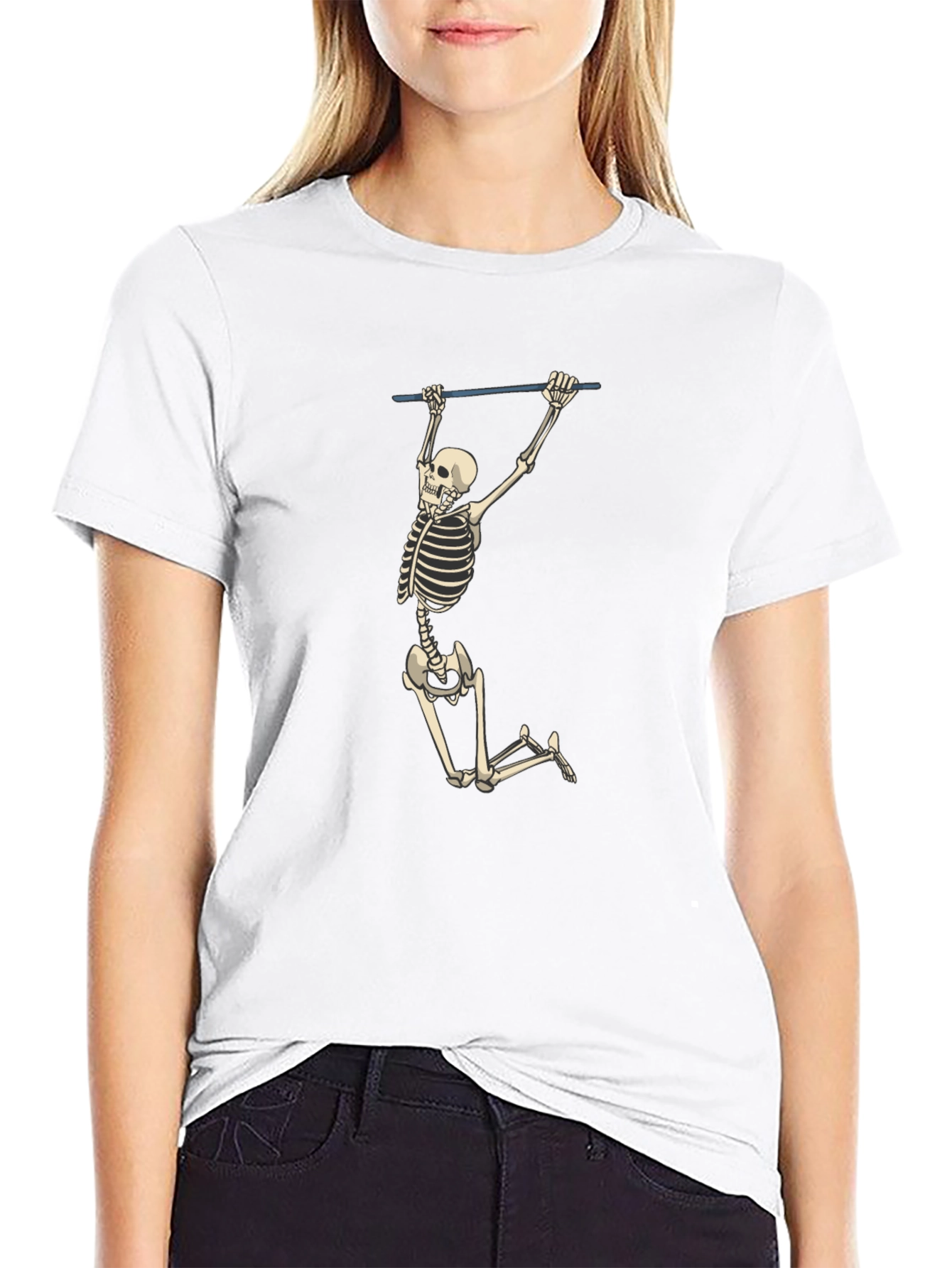 Skeleton Pull-Up Graphic Tee - Halloween Fun!
