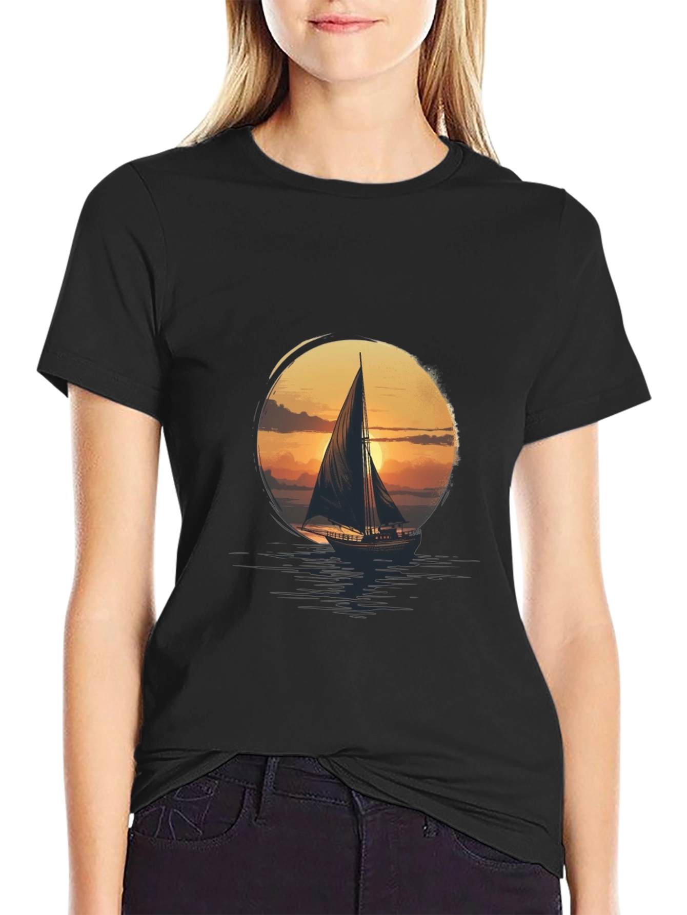 Sunset Sailboat Graphic Tee - Stylish Comfort