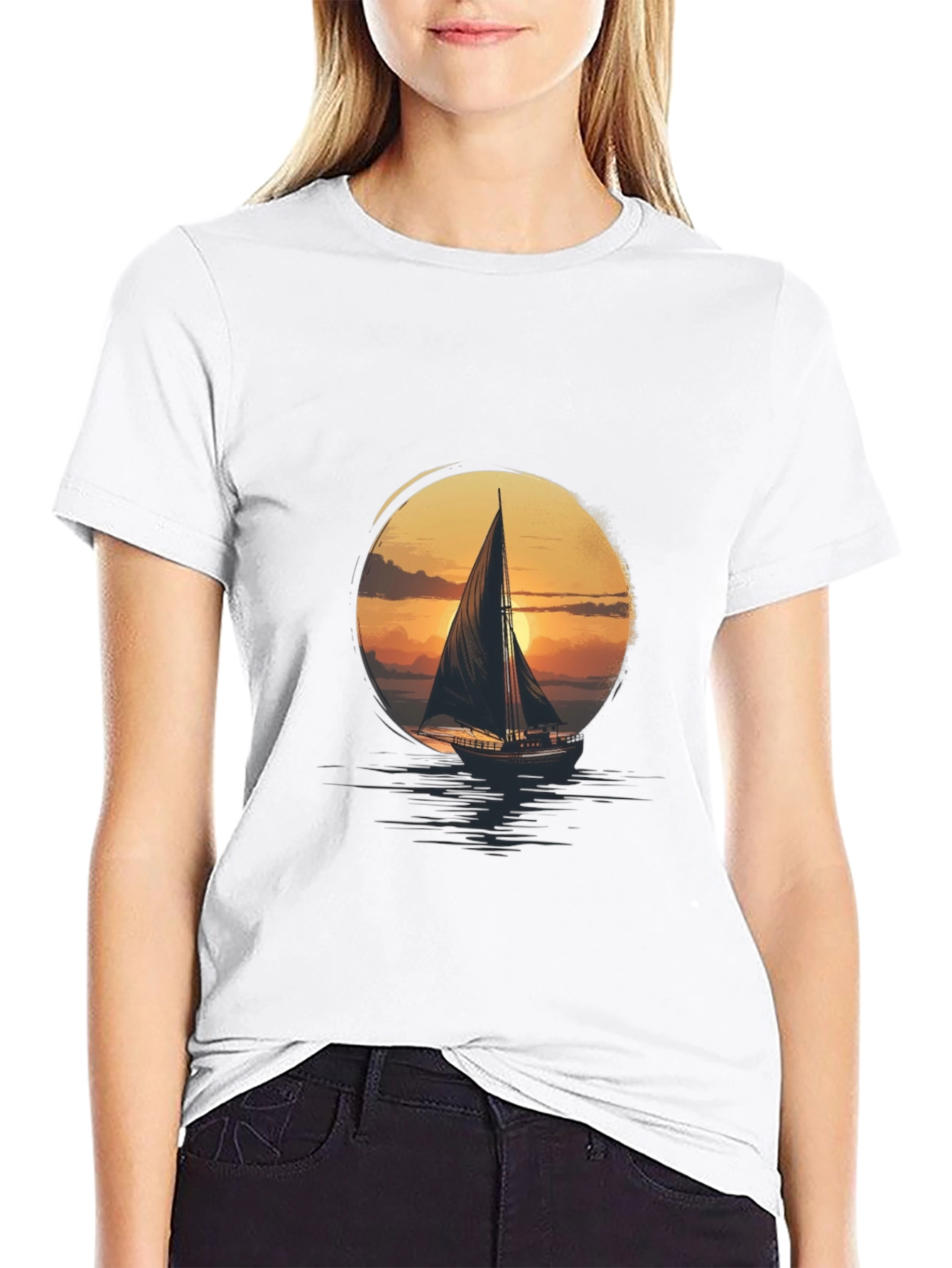 Sunset Sailboat Graphic Tee - Stylish Comfort