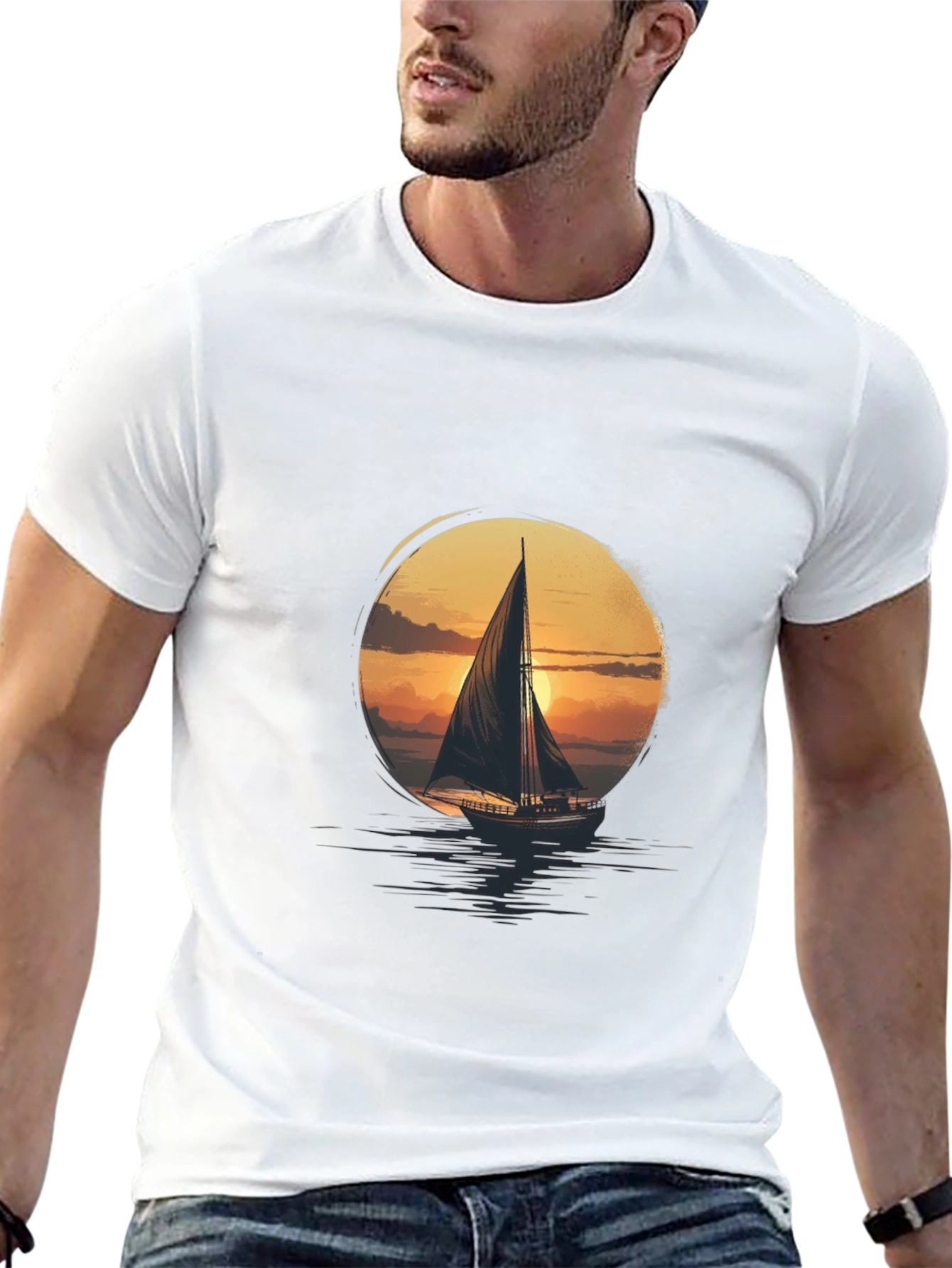 Sunset Sailboat Graphic Tee - Stylish Comfort