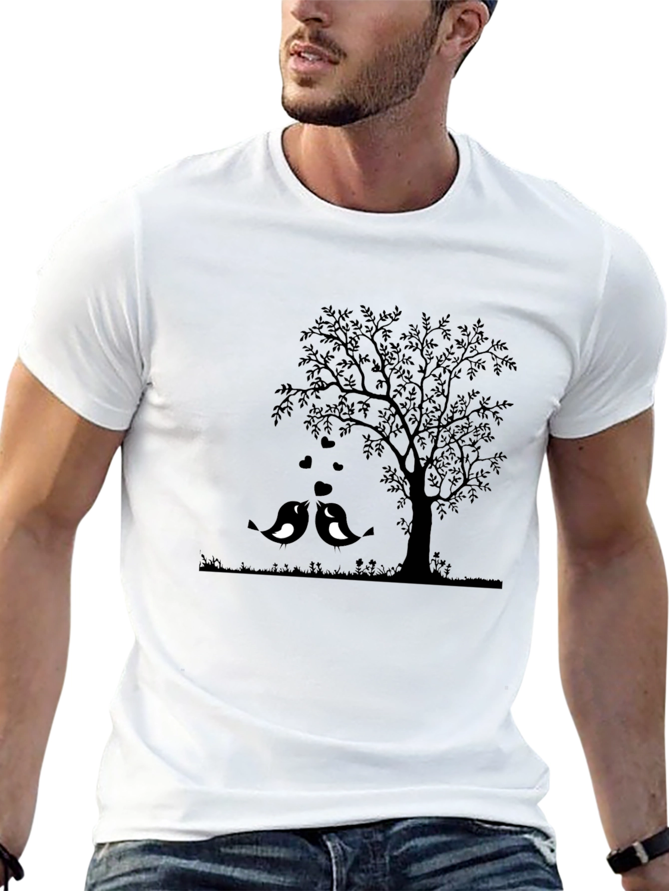 Love Birds Under Tree Graphic Tee
