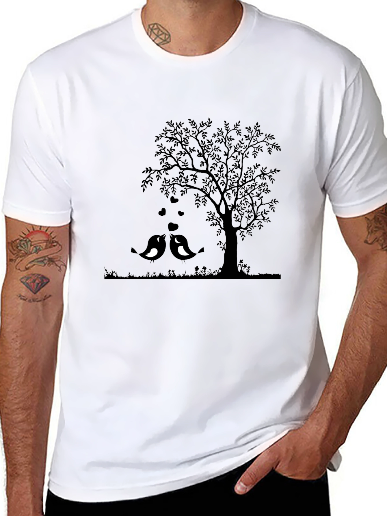 Love Birds Under Tree Graphic Tee