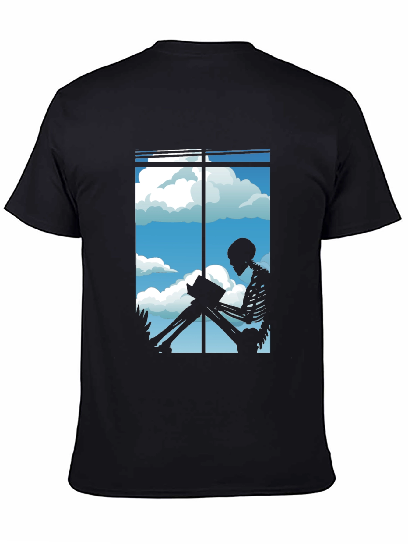 Skeleton Reader Black Tee - Window View