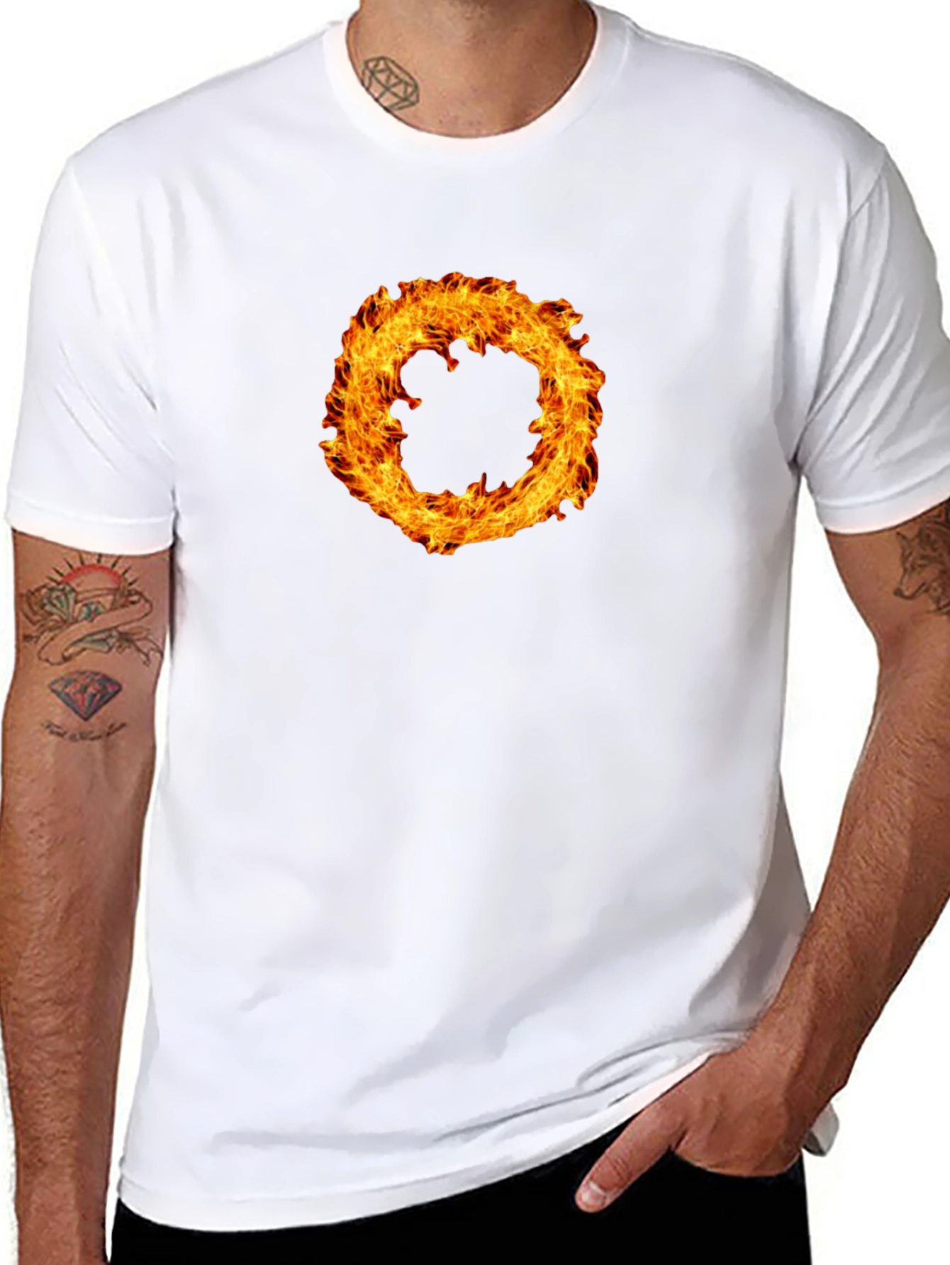 Fiery Ring Graphic Black T-Shirt