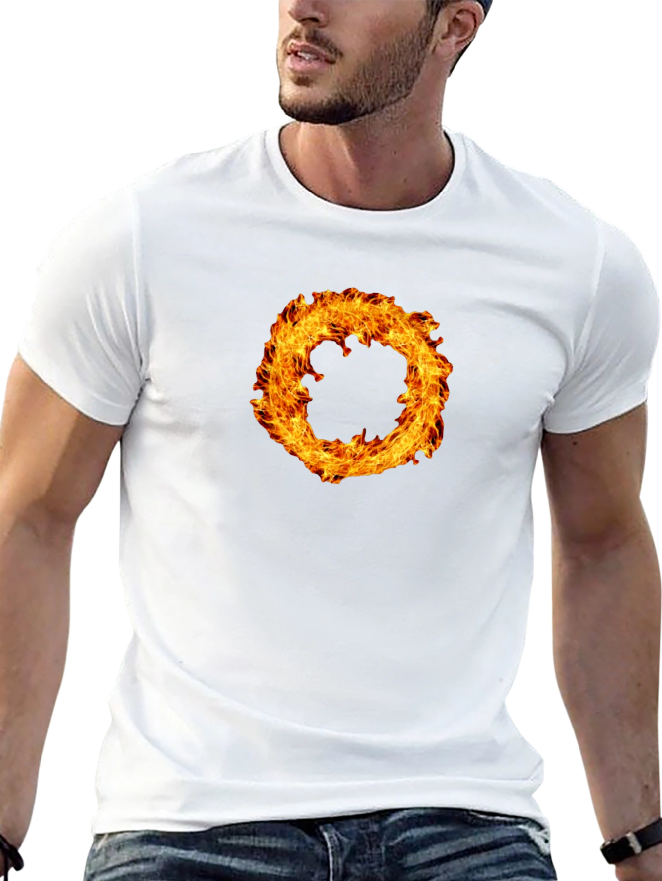 Fiery Ring Graphic Black T-Shirt