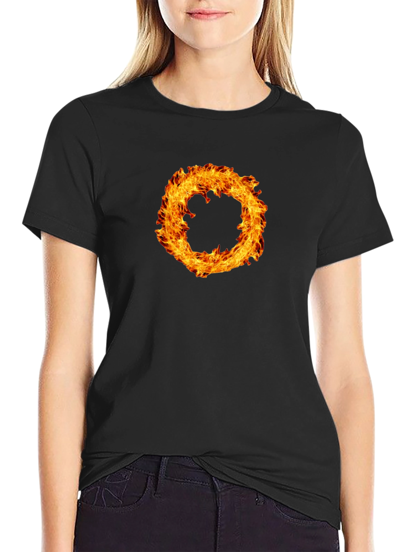 Fiery Ring Graphic Black T-Shirt