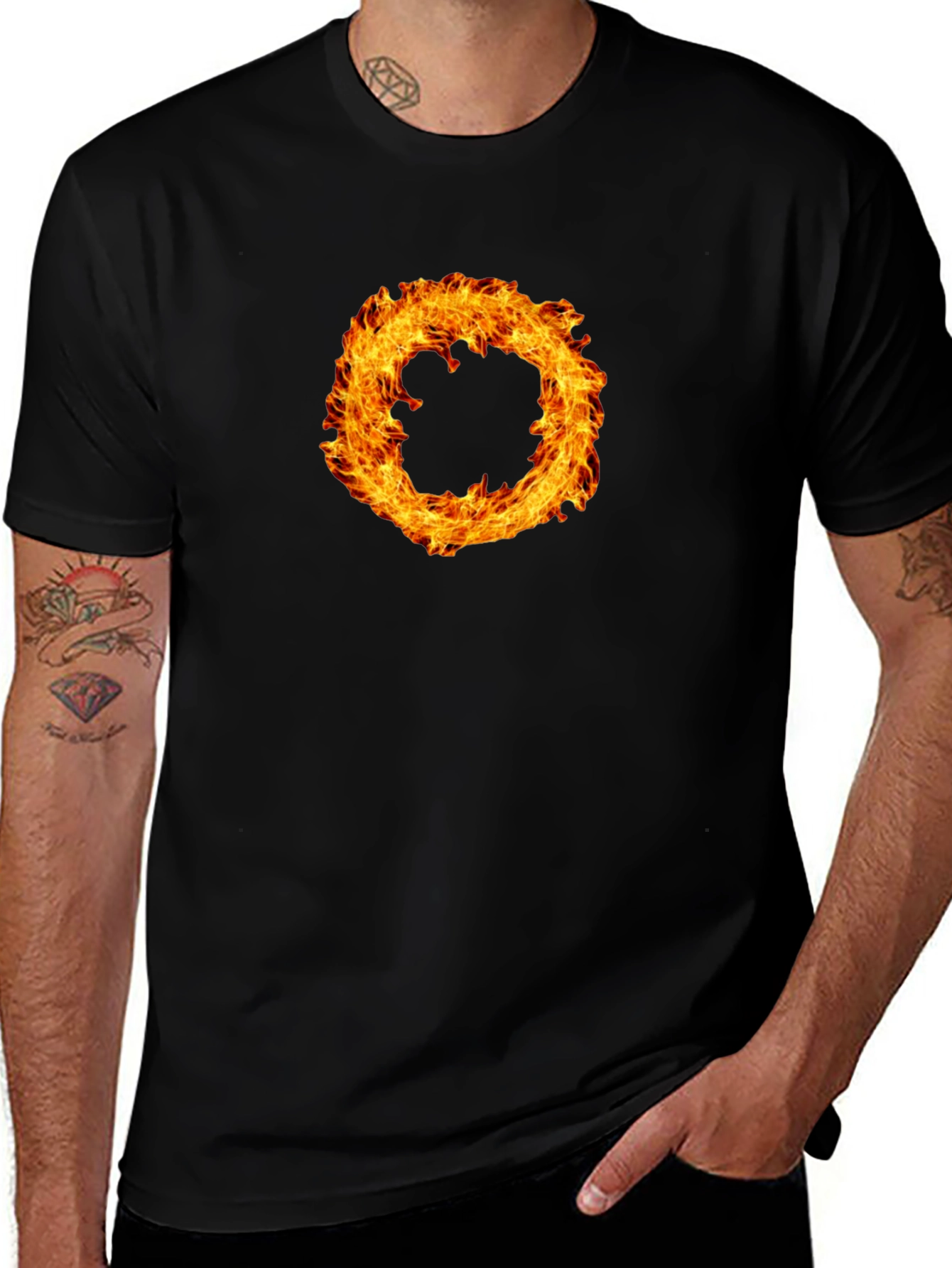 Fiery Ring Graphic Black T-Shirt