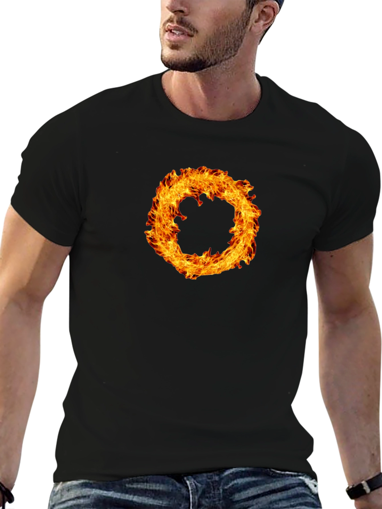 Fiery Ring Graphic Black T-Shirt