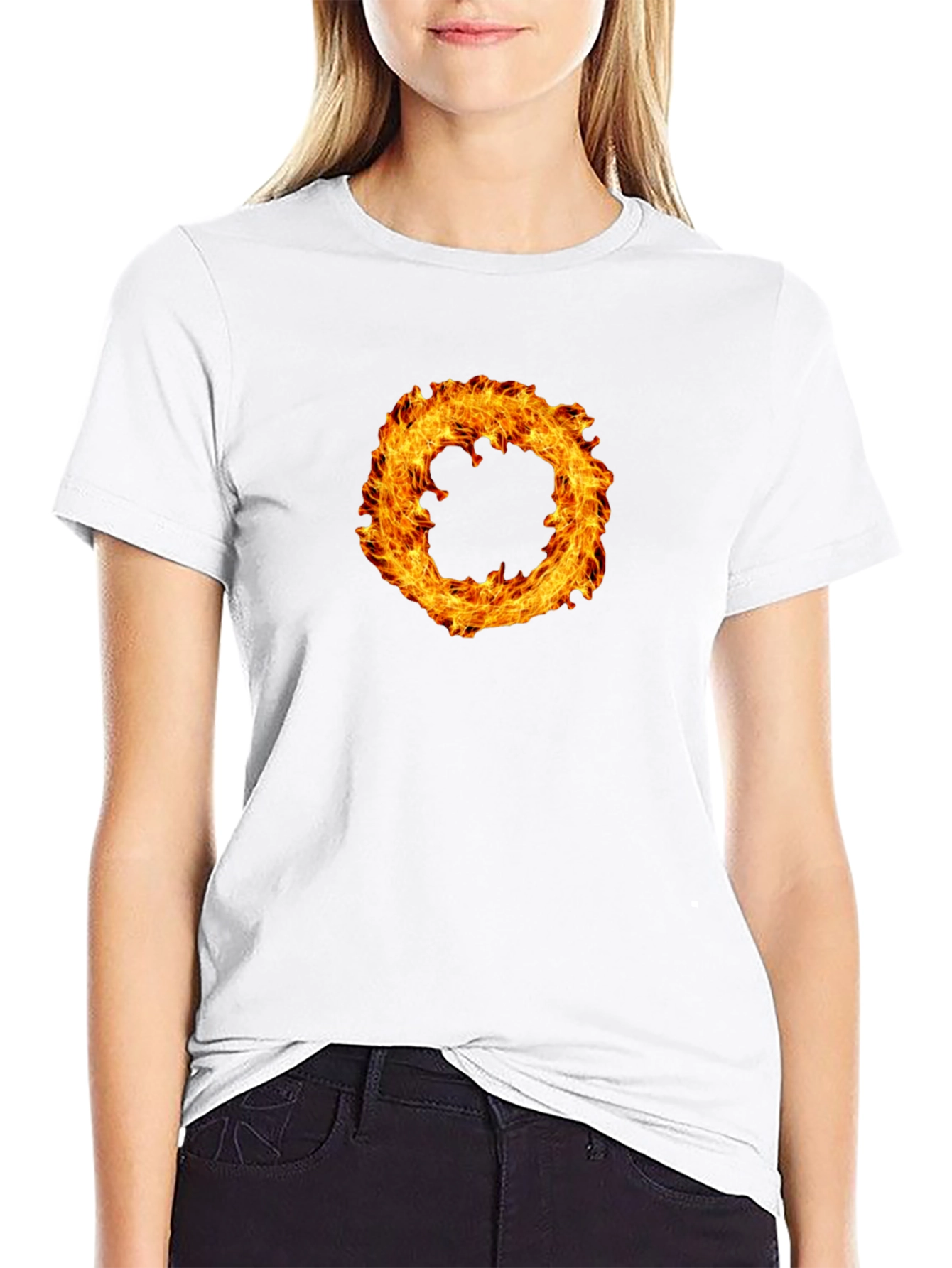 Fiery Ring Graphic Black T-Shirt