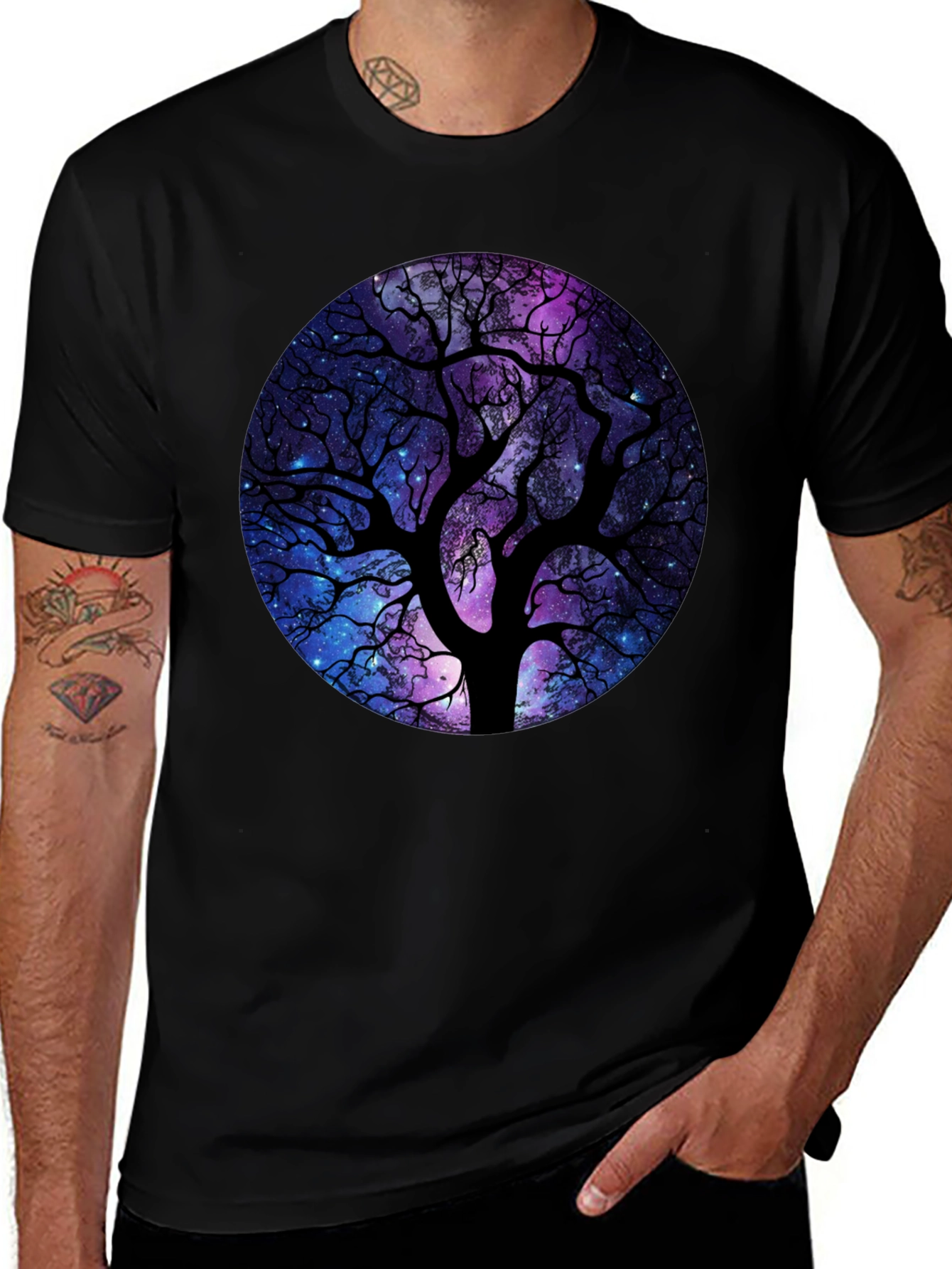 Galaxy Tree Black T-Shirt