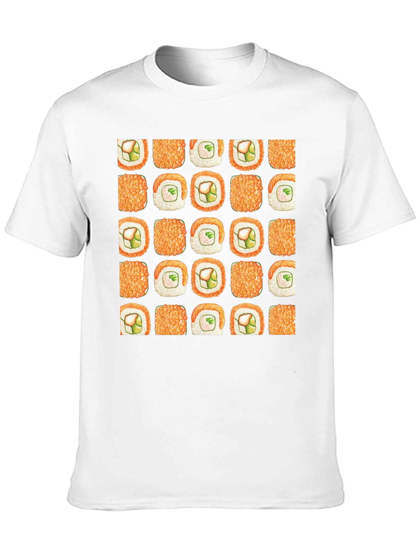 Sushi Pattern Black T-Shirt