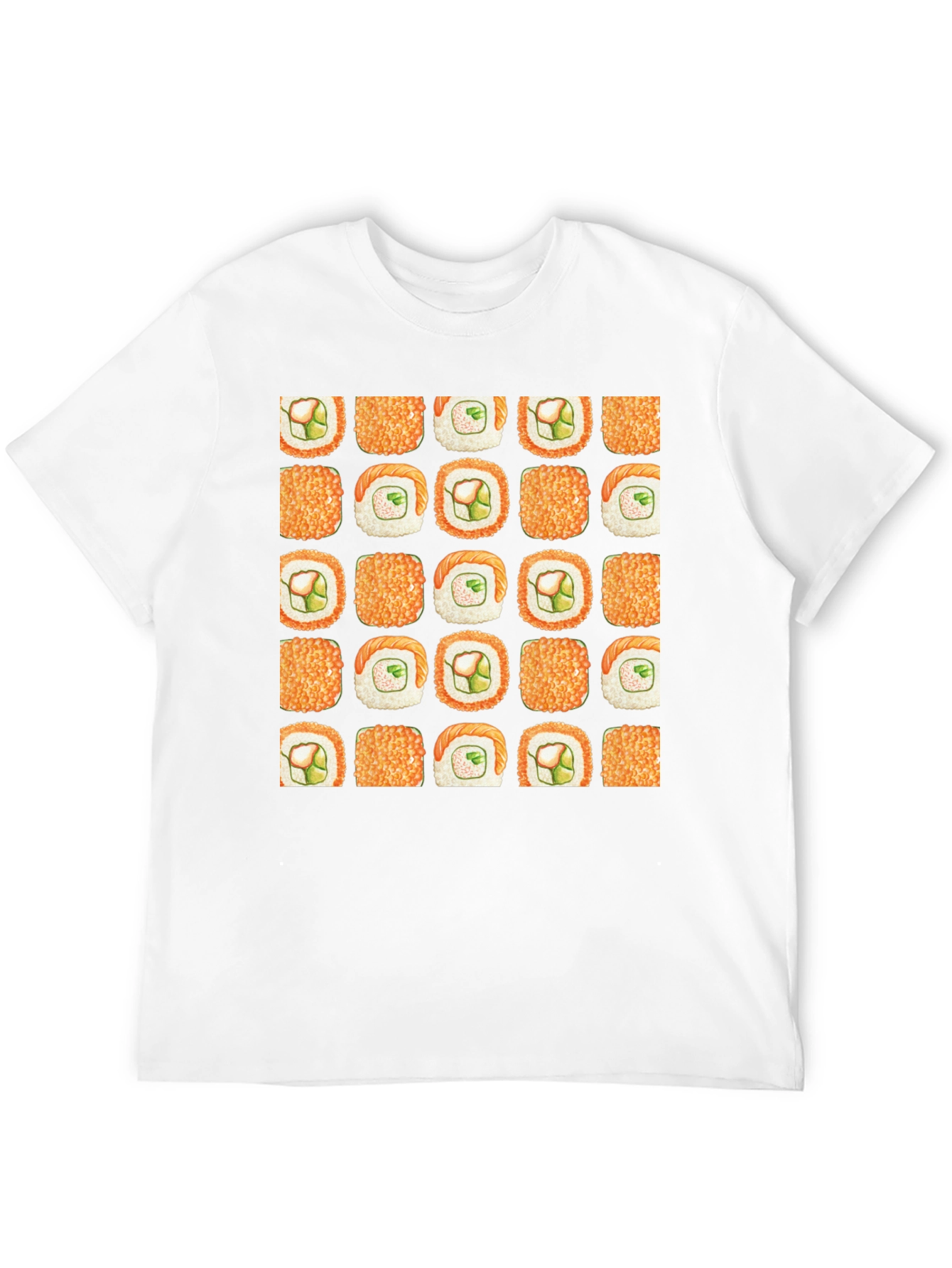 Sushi Pattern Black T-Shirt