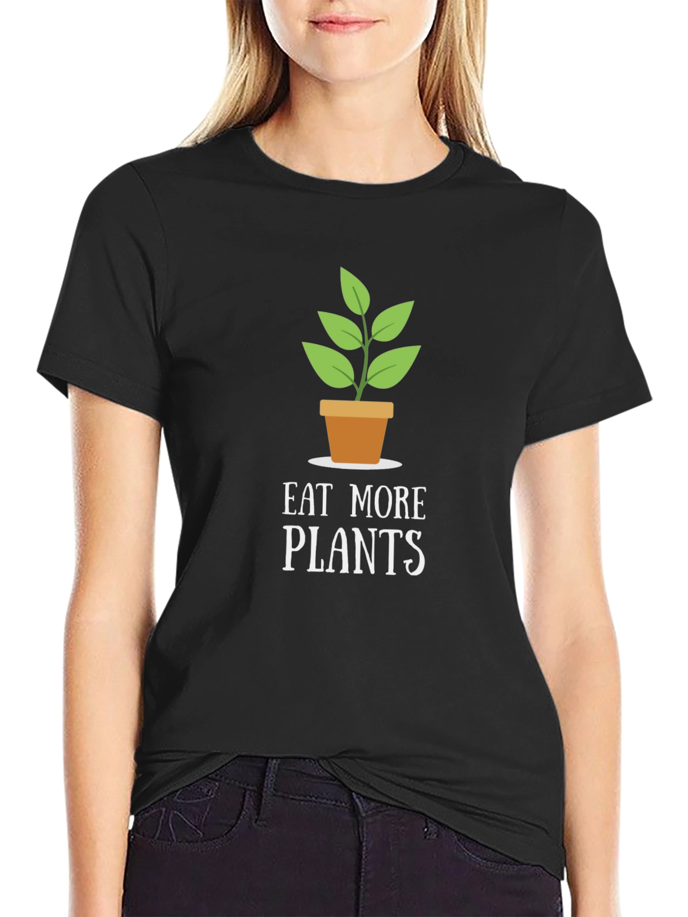 Eat More Plants Graphic Tee - Black T-Shirt
