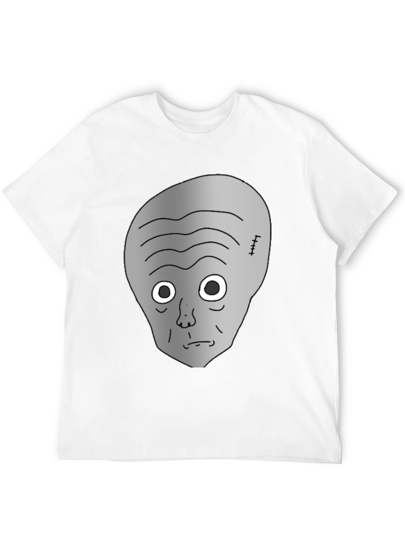 Gray Alien Head Black T-Shirt