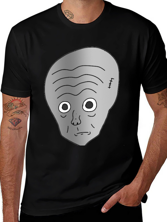Gray Alien Head Black T-Shirt