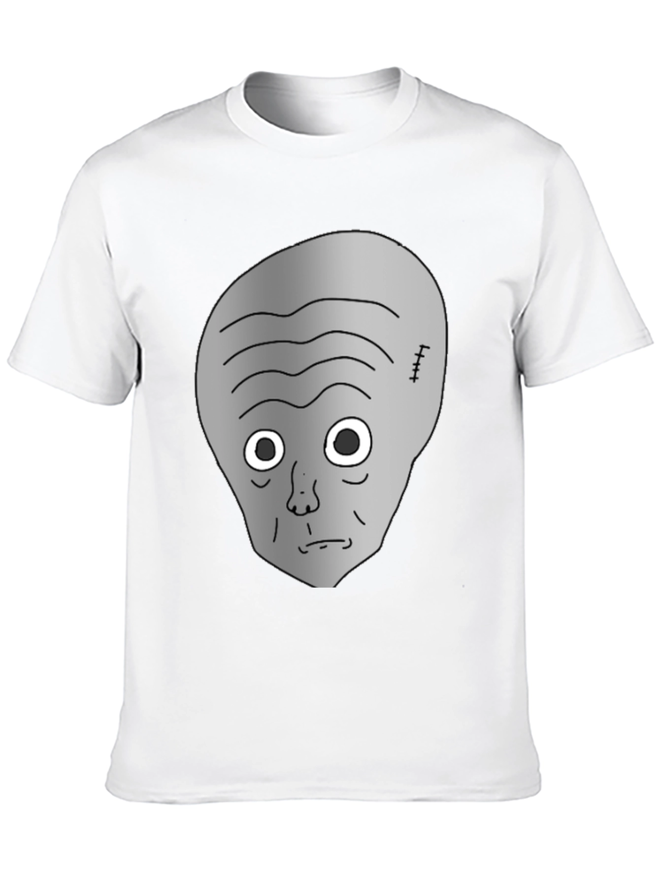 Gray Alien Head Black T-Shirt