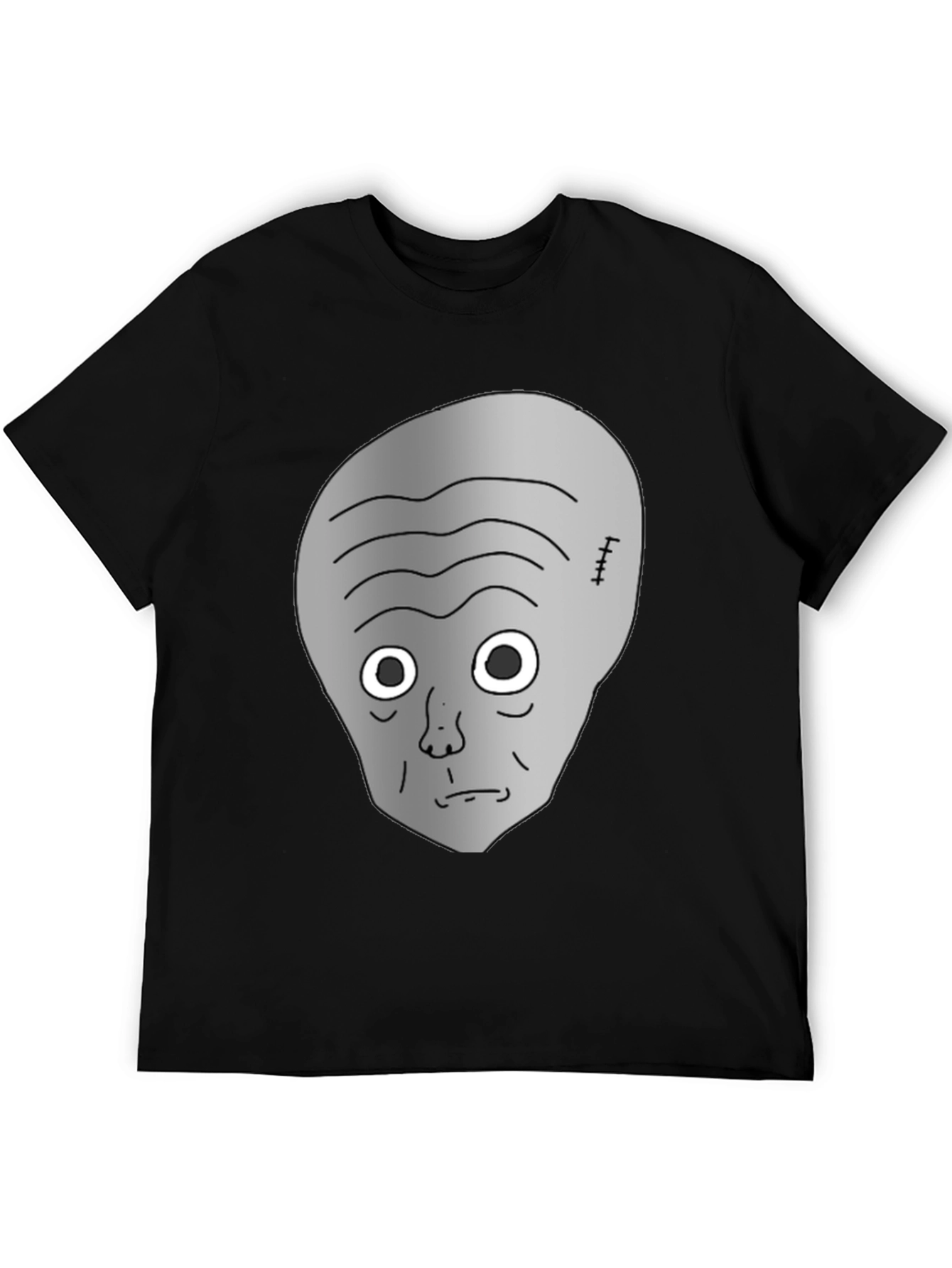 Gray Alien Head Black T-Shirt