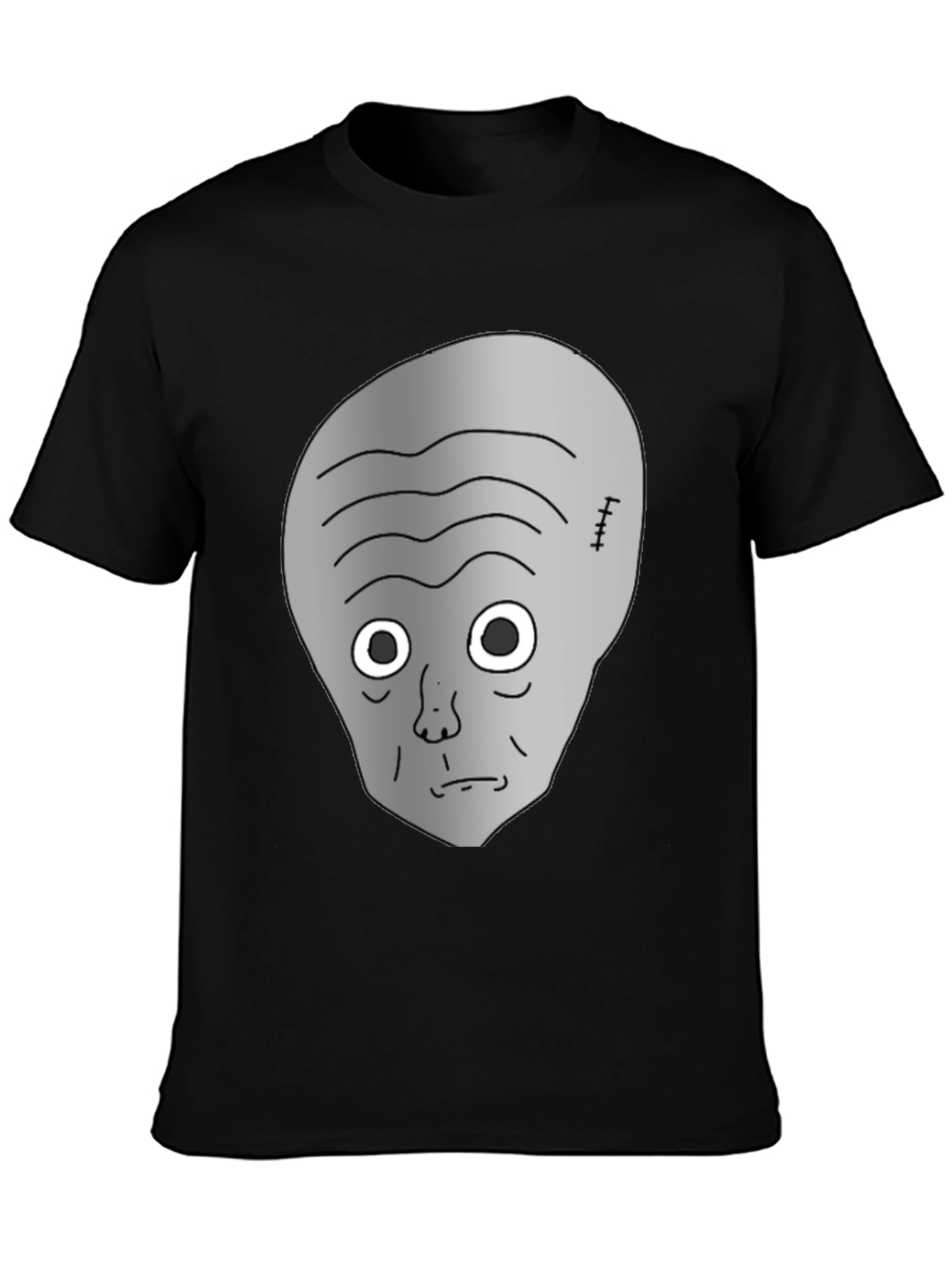 Gray Alien Head Black T-Shirt
