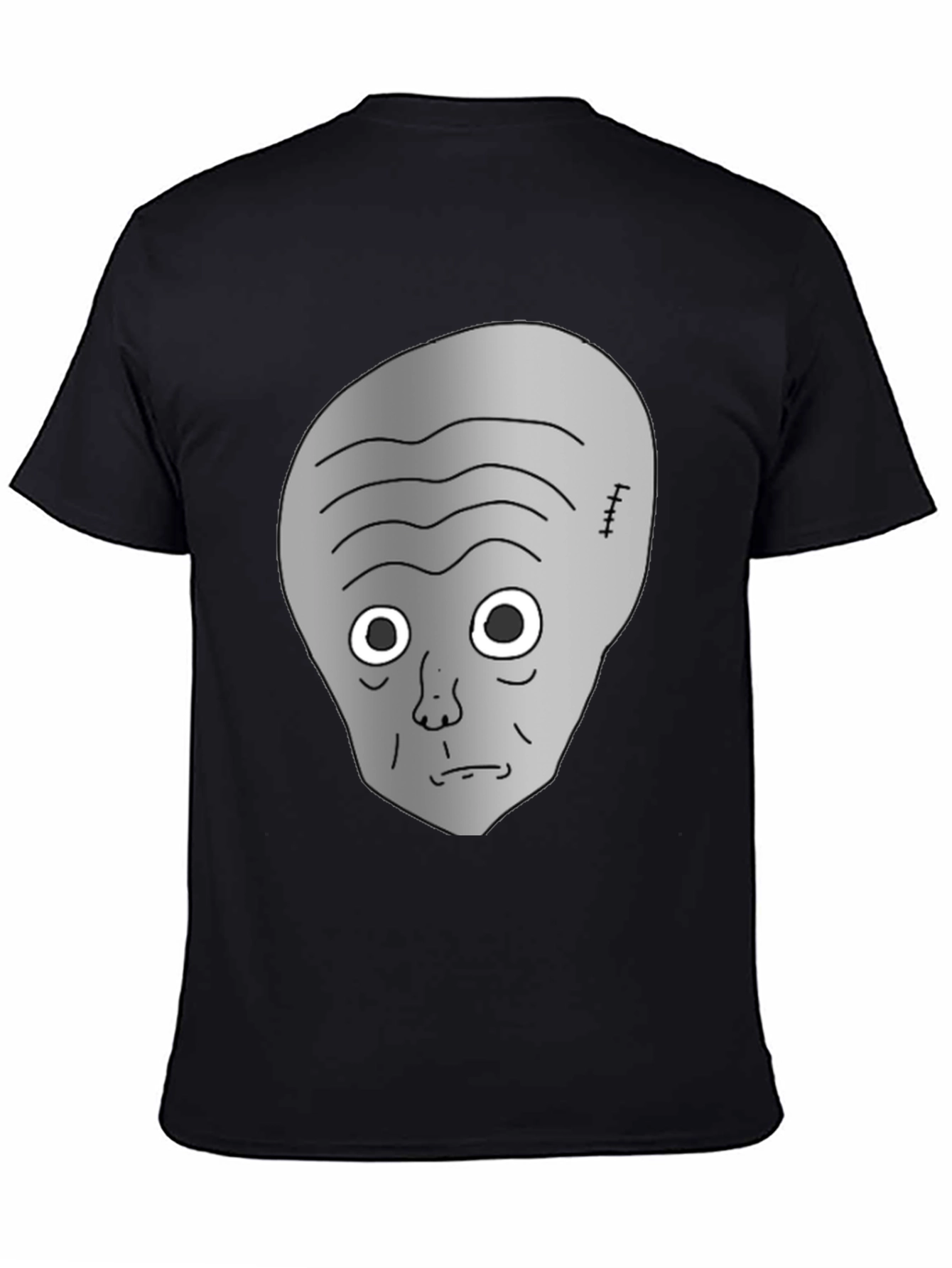 Gray Alien Head Black T-Shirt