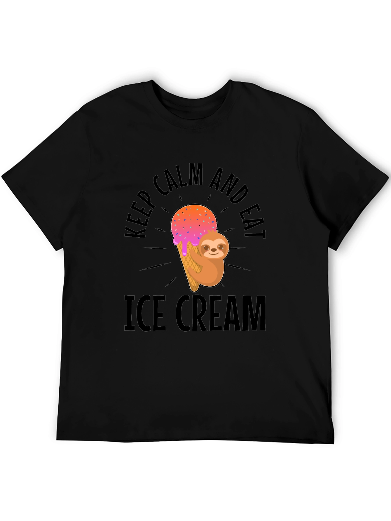 Keep Calm Eat Ice Cream Sloth Graphic T-Shirt