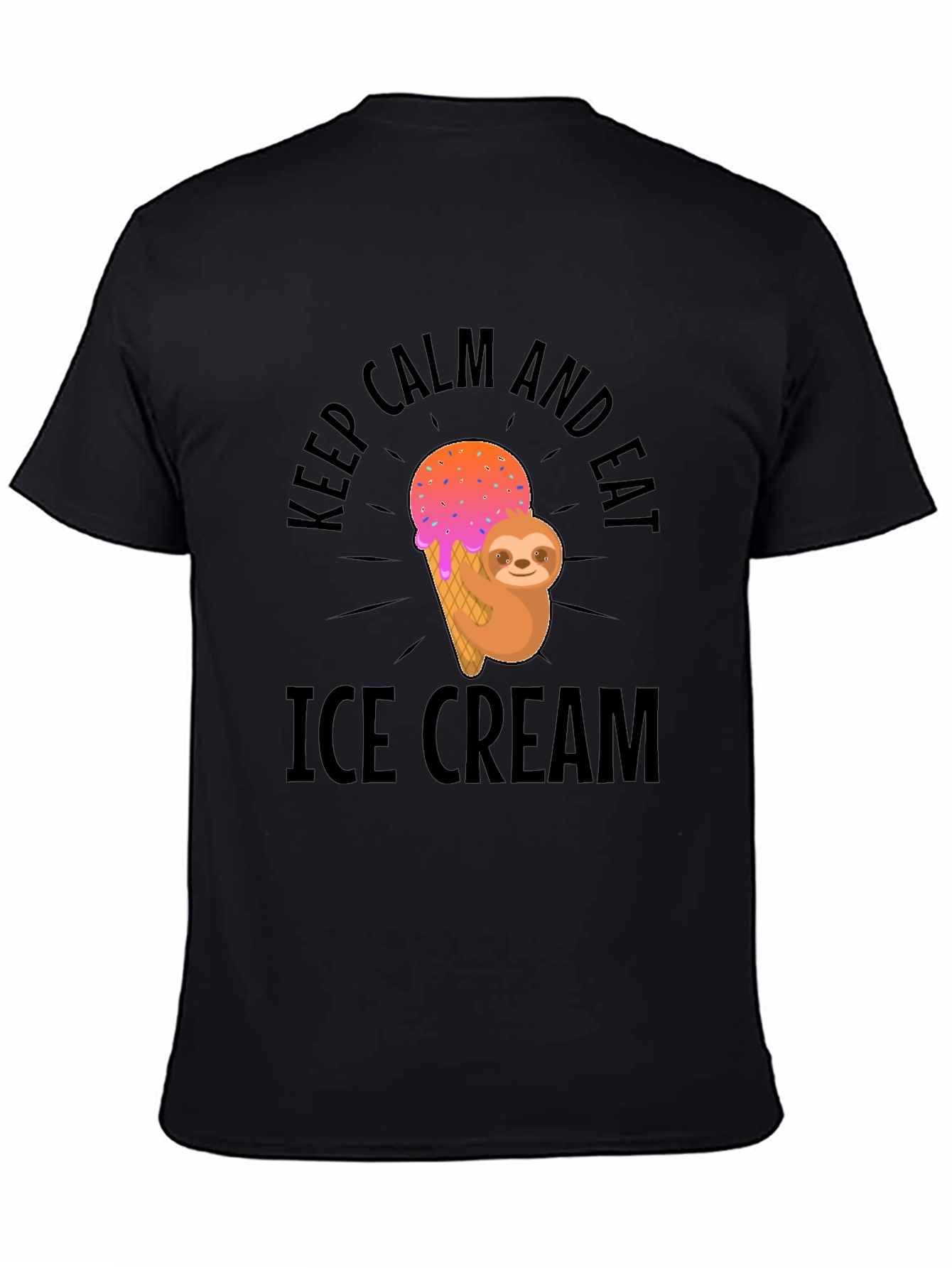 Keep Calm Eat Ice Cream Sloth Graphic T-Shirt